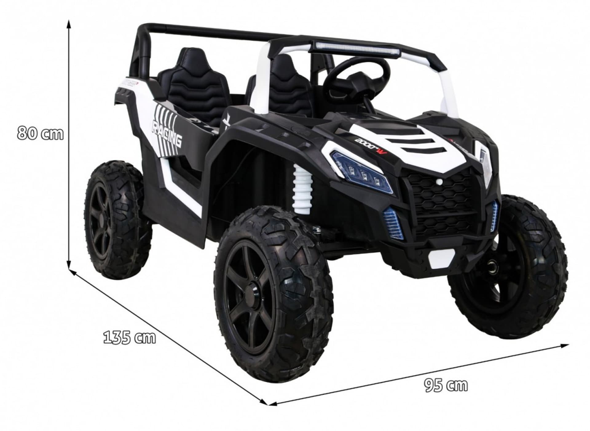 

Buggy ATV Strong Racing dla 2 dzieci Biały + Silnik bezszczotkowy + Pompowane koła + Audio LED