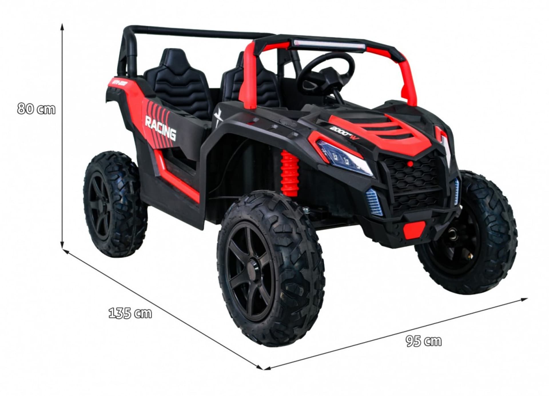 

Buggy ATV Strong Racing dla 2 dzieci Czerwony + Silnik bezszczotkowy + Pompowane koła + Audio LED
