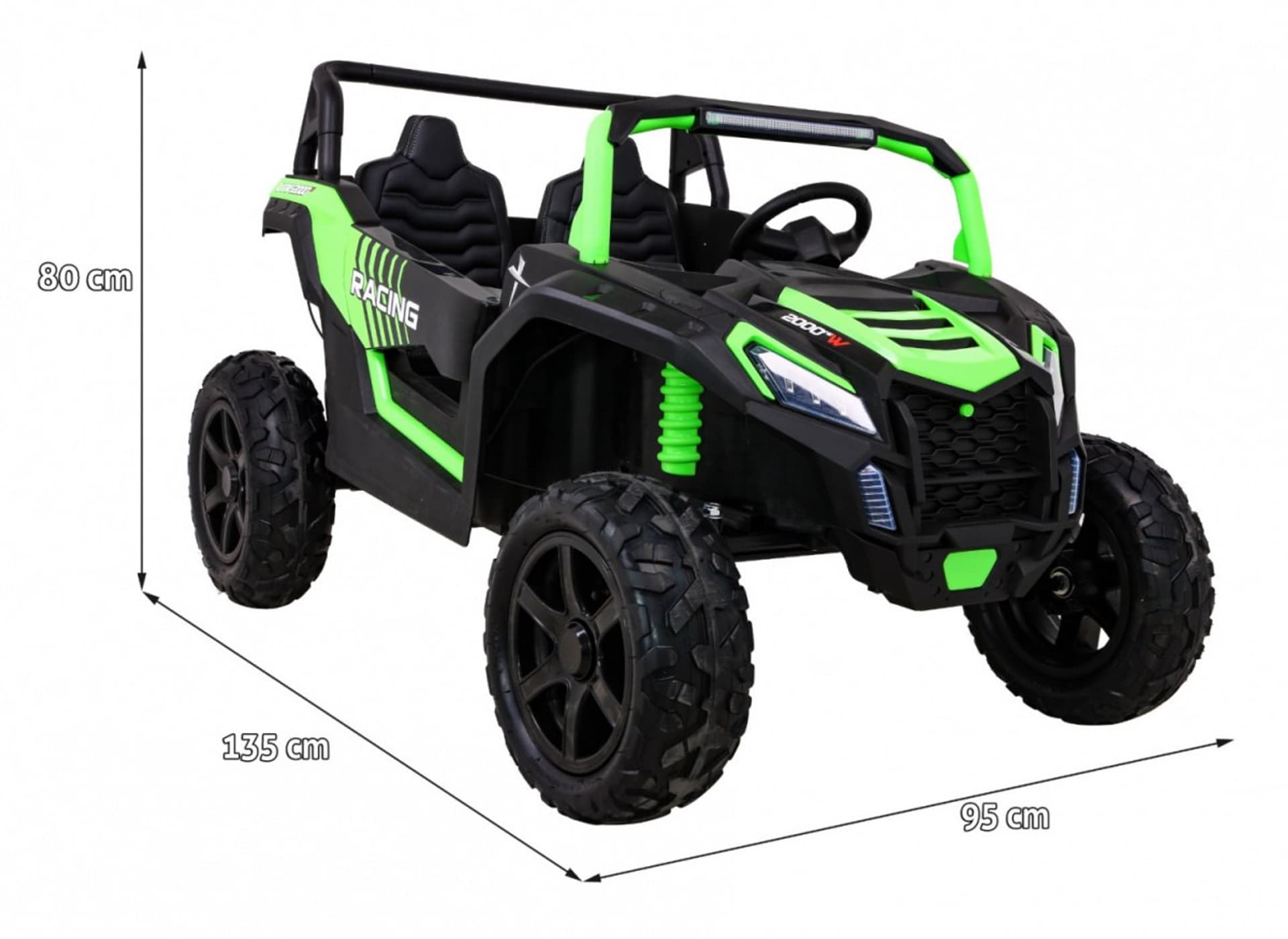 

Buggy ATV Strong Racing dla 2 dzieci Zielony + Silnik bezszczotkowy + Pompowane koła + Audio LED