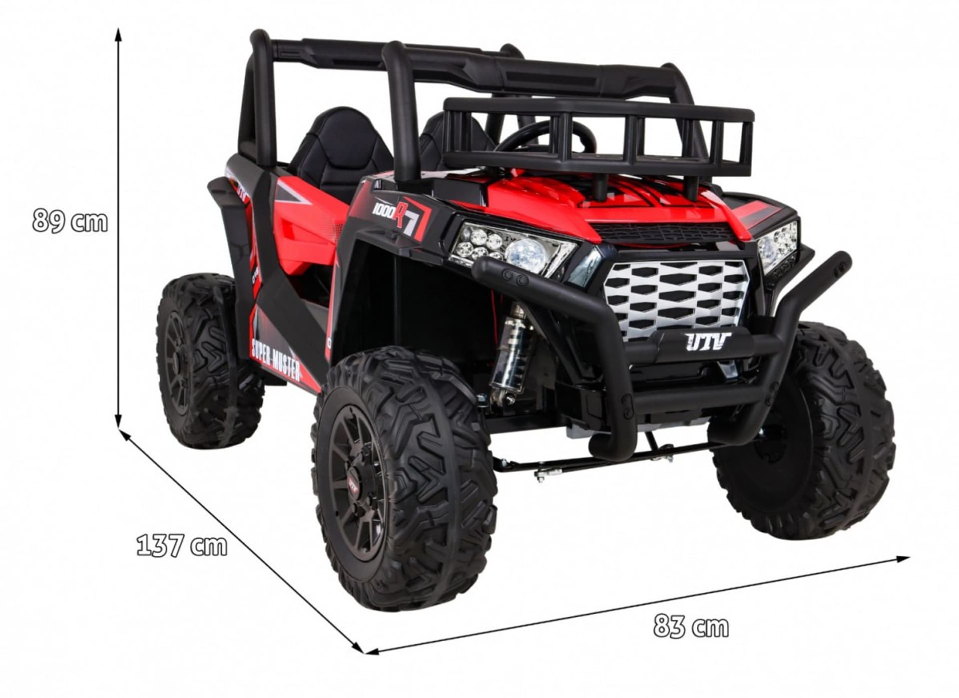 

Buggy UTV Terenówka dla dzieci Czerwony + Pilot + Bagażnik + Wolny Start + EVA + MP3 LED