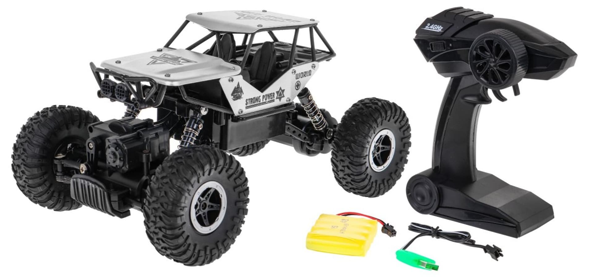 

Crawler Monster dla dzieci 6+ Zdalnie sterowany Srebrny model 1:18 Ekstremalna jazda