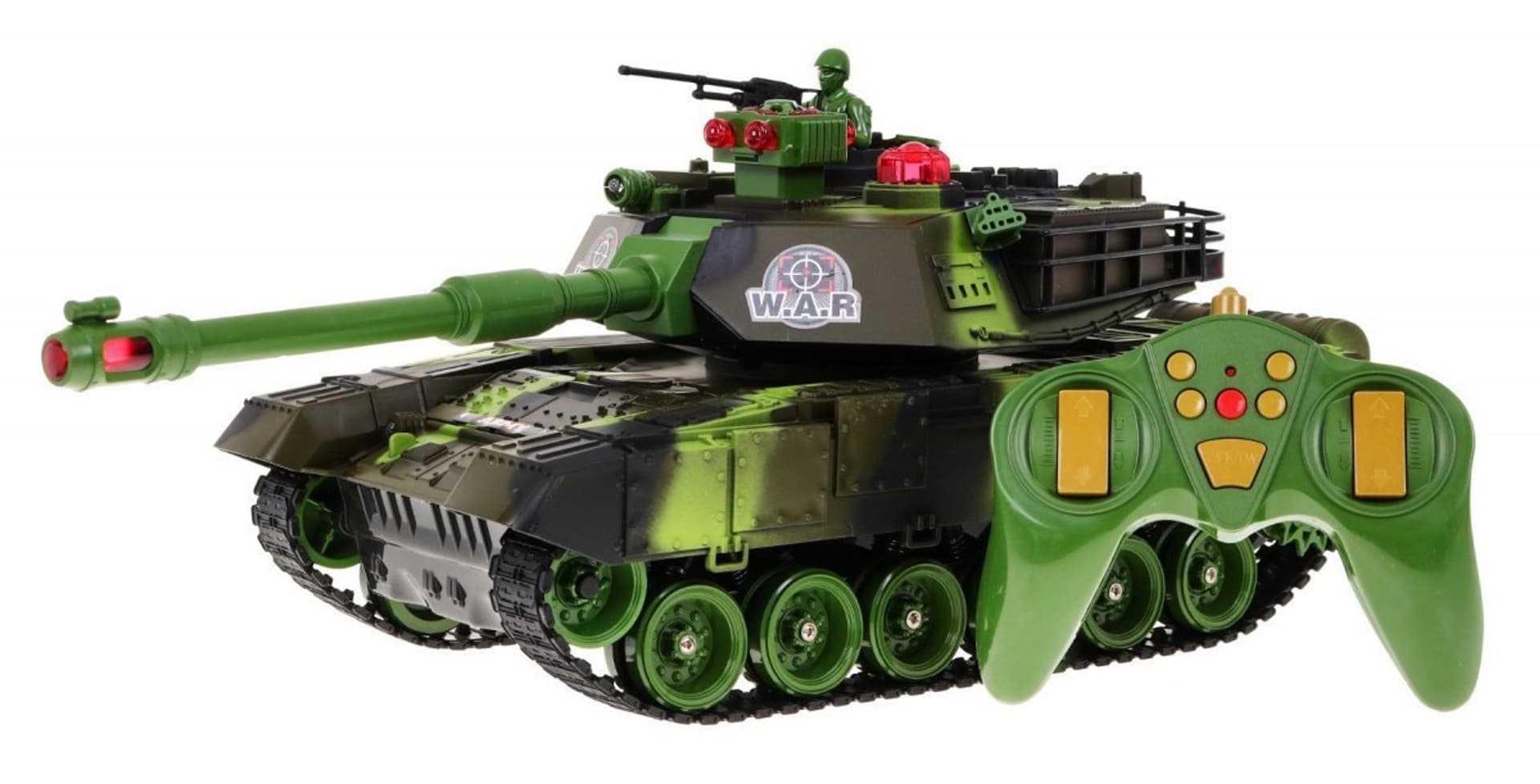 

Zdalnie sterowany Czołg dla dzieci 3+ Zielony 1:18 + Pilot + Dźwięki + LED + Ruchome elementy