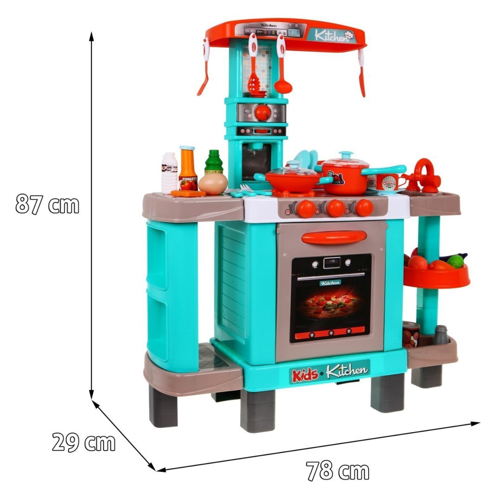 

Duża Kuchnia dla dzieci 3+ Interaktywne palniki Światła Dźwięki + Garnki + Atrapy jedzenia