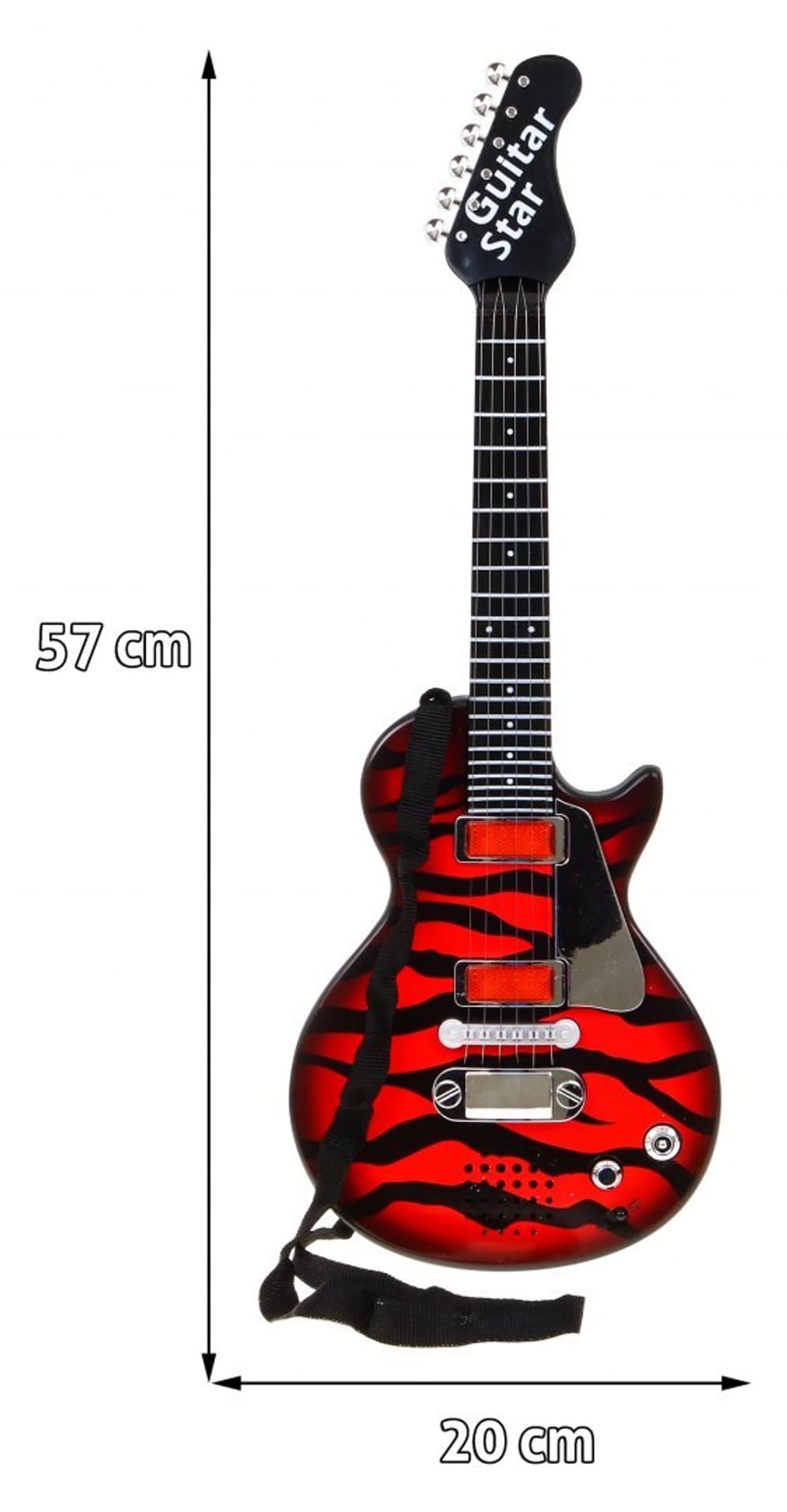 

Elektryczna Gitara dla dzieci 3+ czerwony + Słuchawki z mikrofonem + Dźwięki Światła
