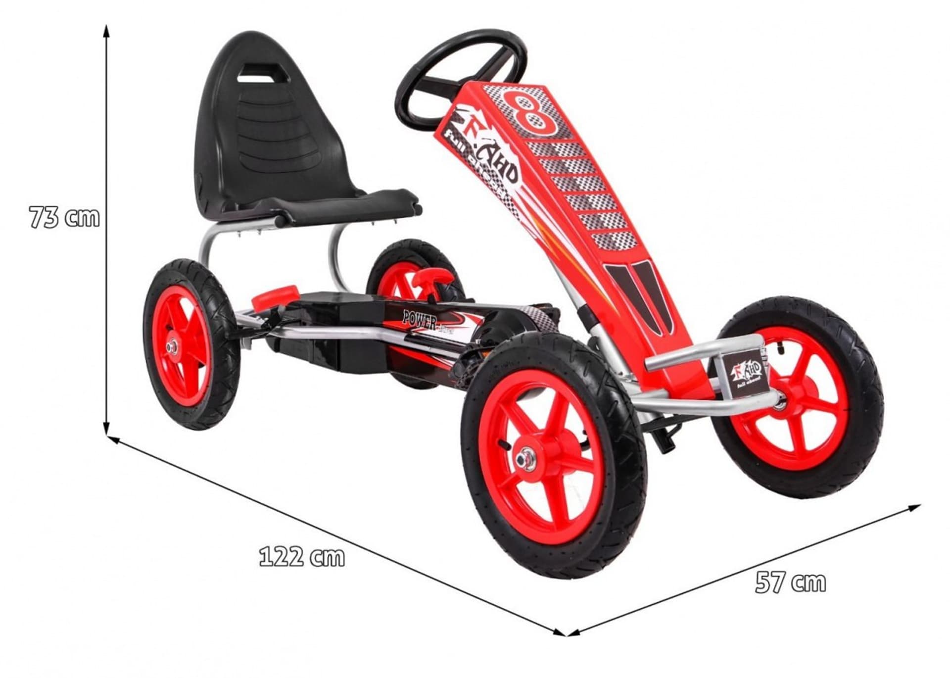 

Gokart Full Ahead AIR na pedały dla dzieci 3+ Czerwony + Regulacja siedziska + Pompowane koła + Hamulec ręczny