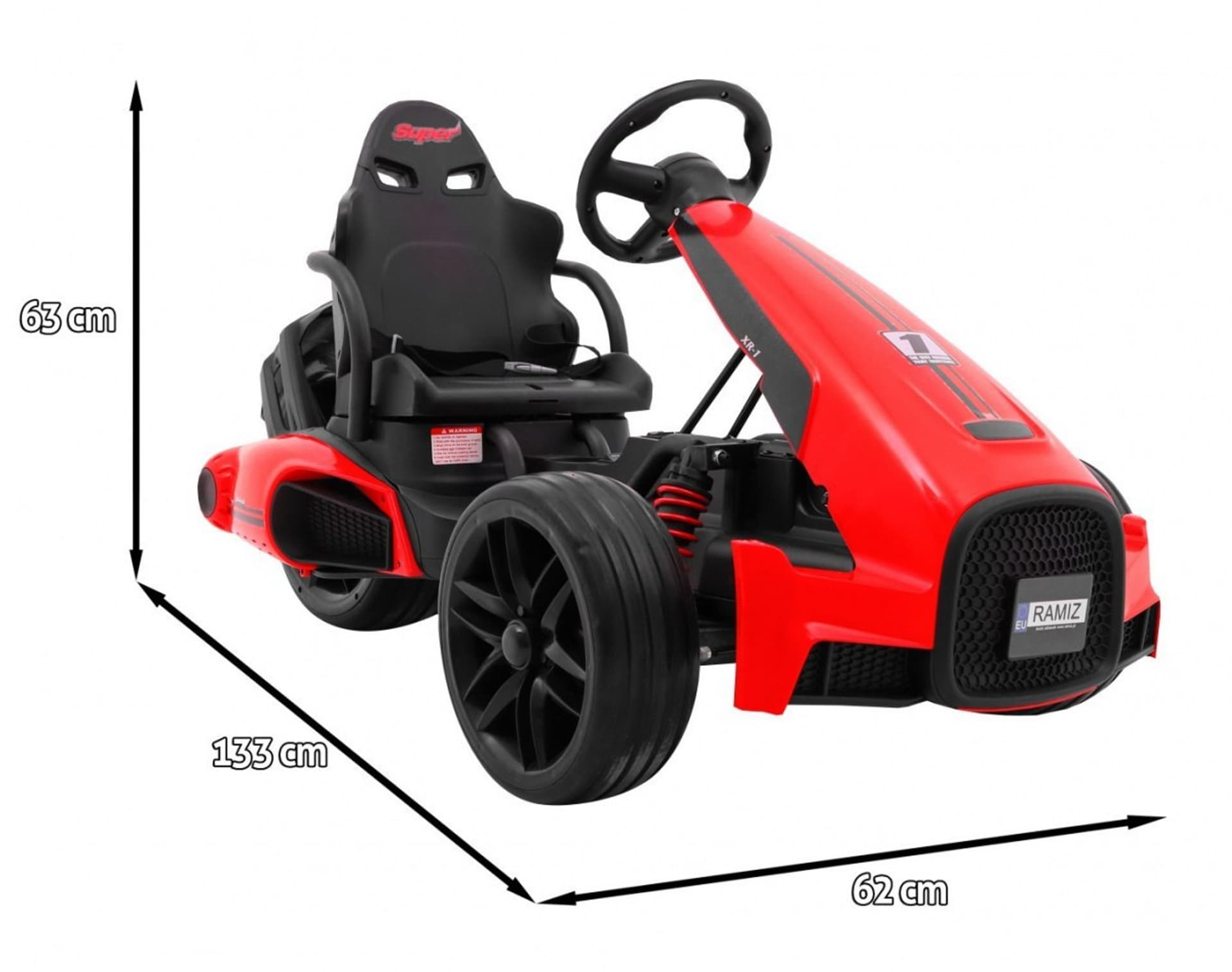 

Gokart na akumulator Bolid XR-1 dla dzieci Czerwony + Regulowana kierownica + Profilowane siedzenie