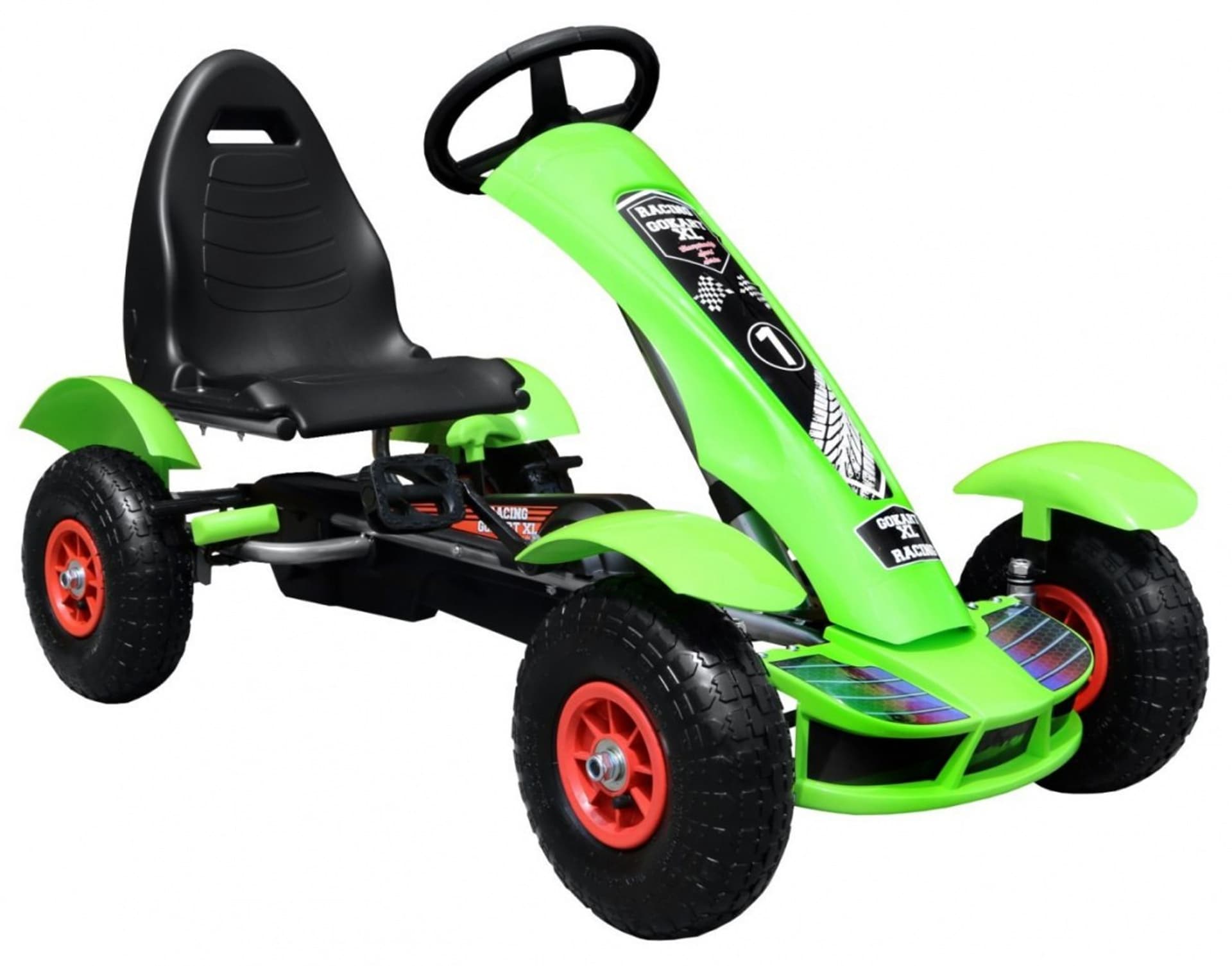 

Gokart na pedały Racing XL dla dzieci 3+ Zielony + Pompowane koła + Regulacja fotela + Wolny bieg