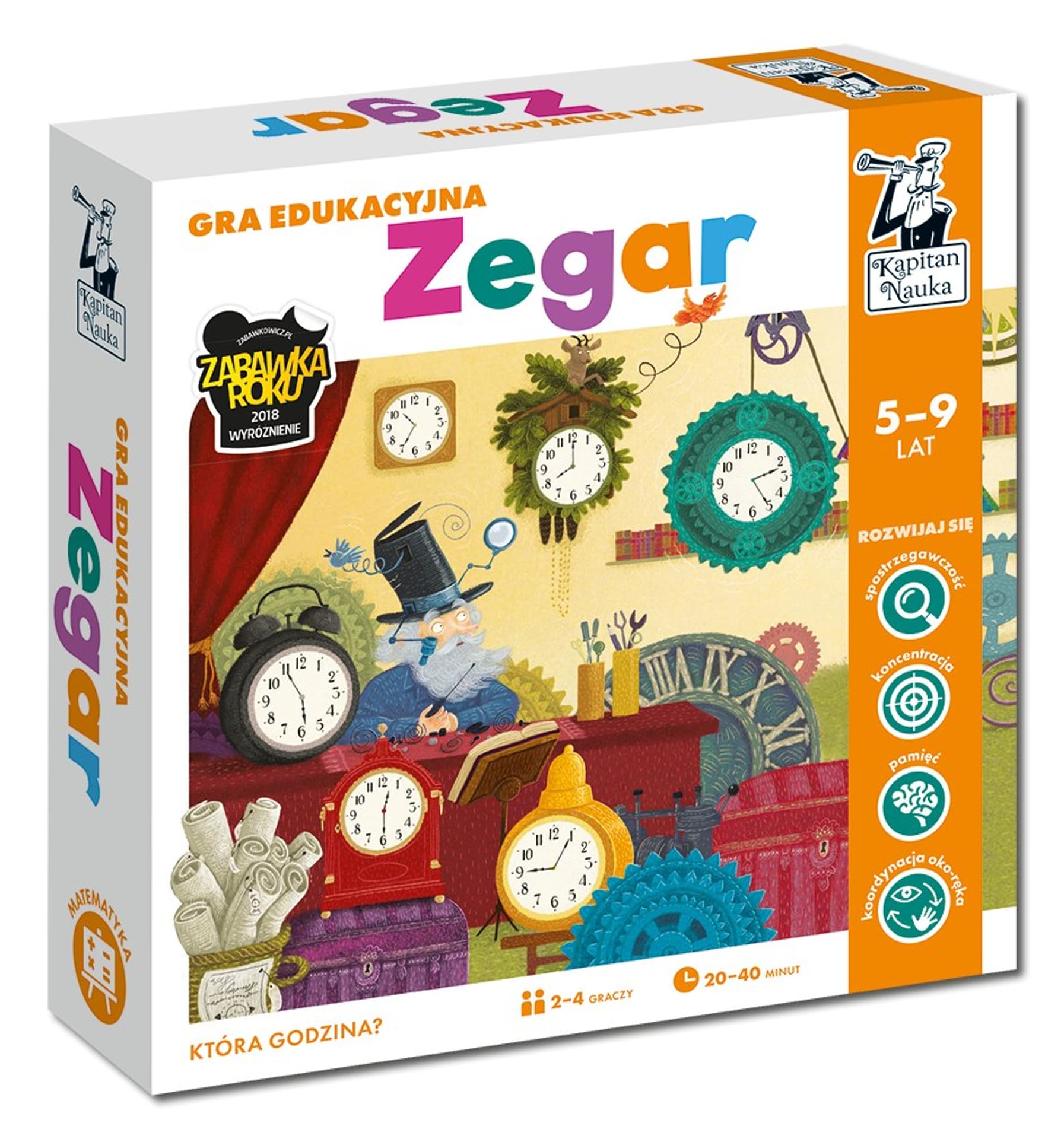 

Gra edukacyjna "Zegar" dla dzieci 5-9 lat + Nauka odczytywania czasu i pór dnia + Gra planszowa dla 2-4 osób