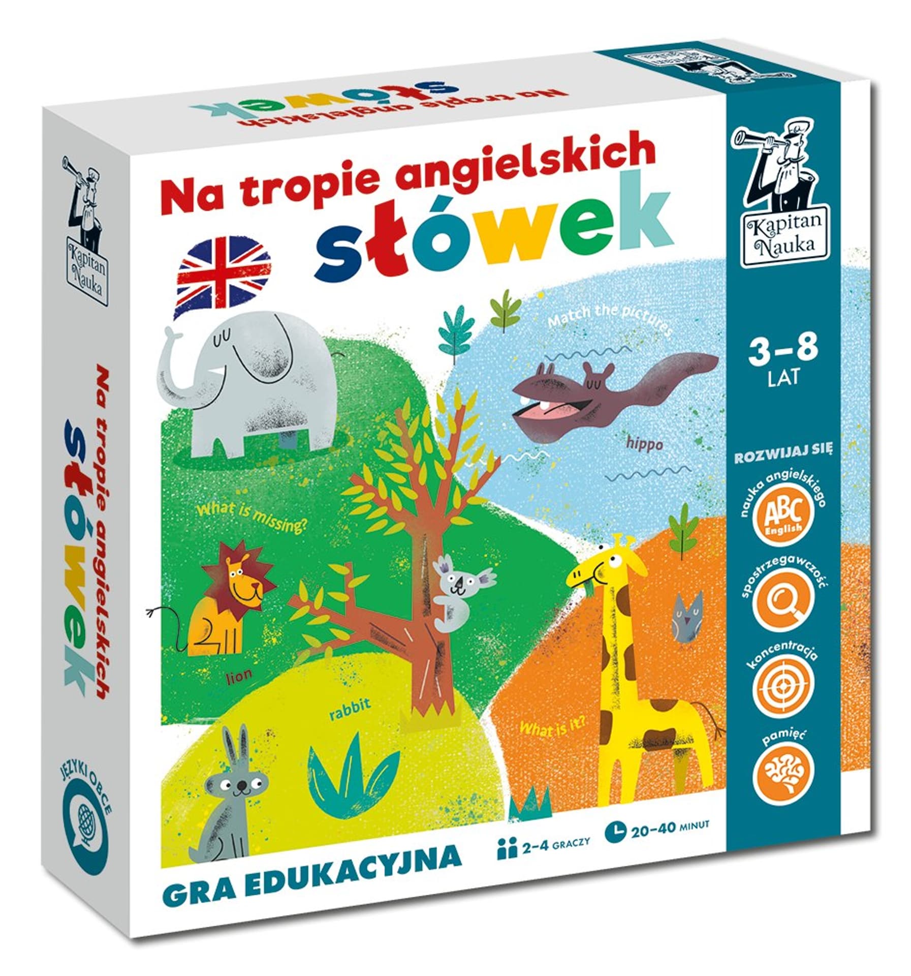 

Gra edukacyjna „Na tropie angielskich słówek" dla dzieci 3-8 lat + Nauka języka angielskiego + Gra planszowa dla 2-4 osób