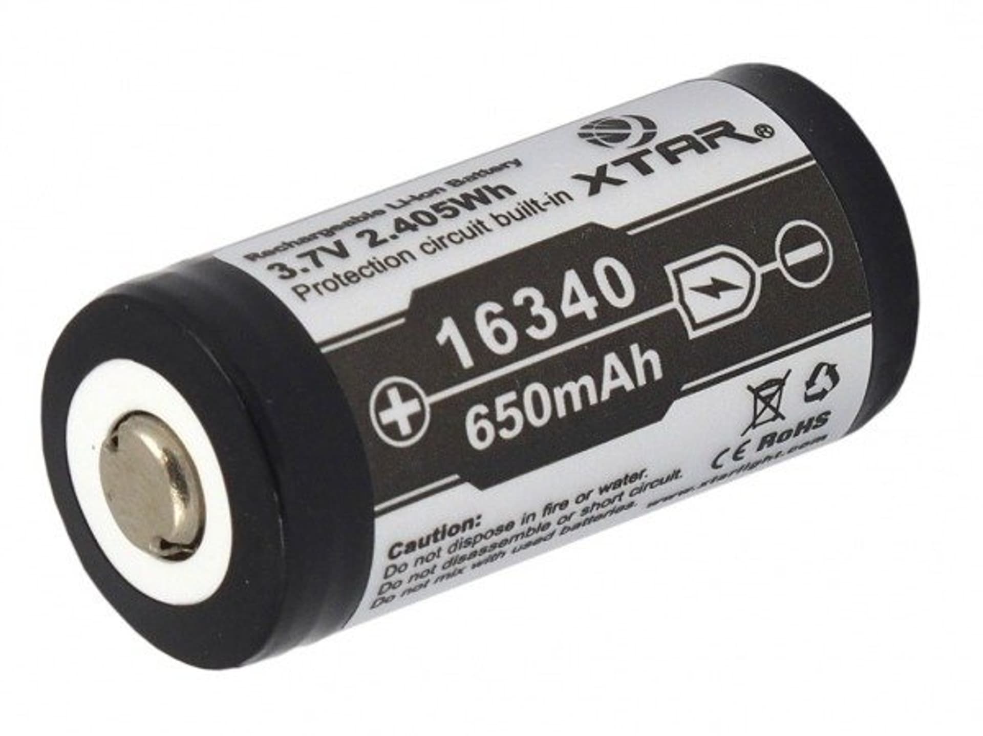 

Akumulator XTAR 16340 / R-CR123 3,7V Li-ion 650mAh z zabezpieczeniem