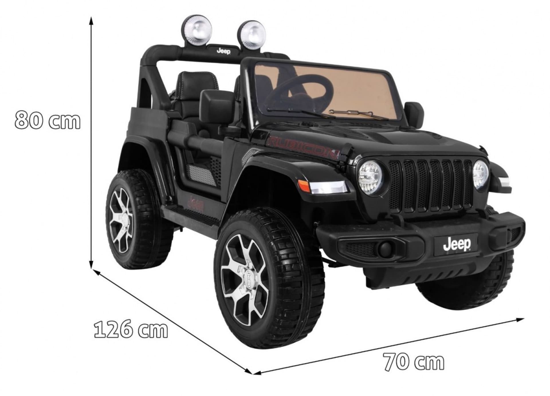 

Jeep Wrangler Rubicon na akumulator dla dzieci Czarny + Pilot + Radio MP3 LED + Koła EVA