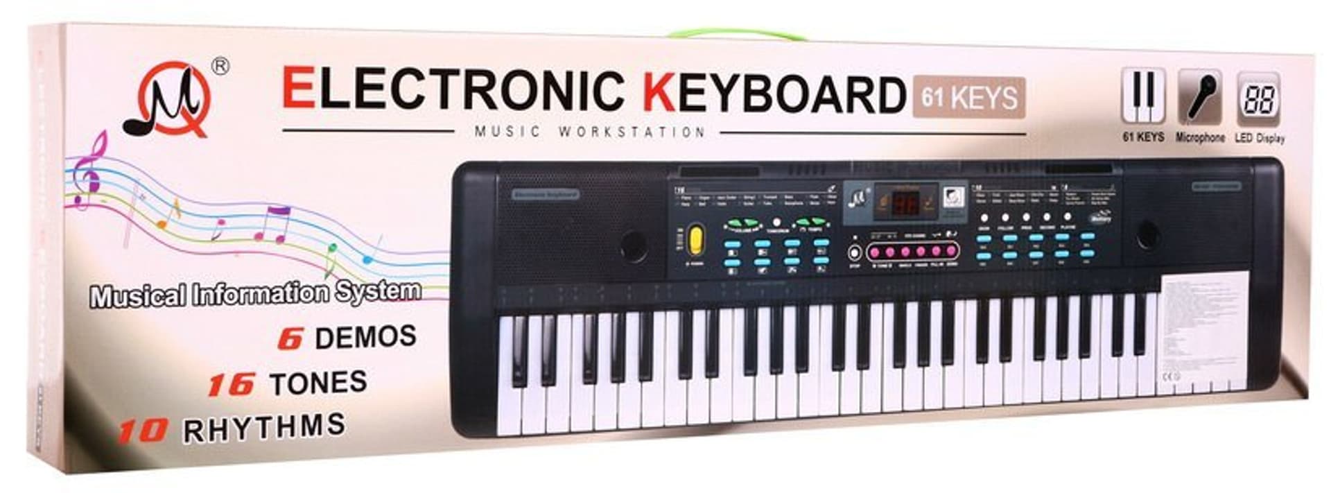 

Keyboard dla dzieci 5+ Stojak na nuty Mikrofon + Kolorowe przyciski - model nr 605