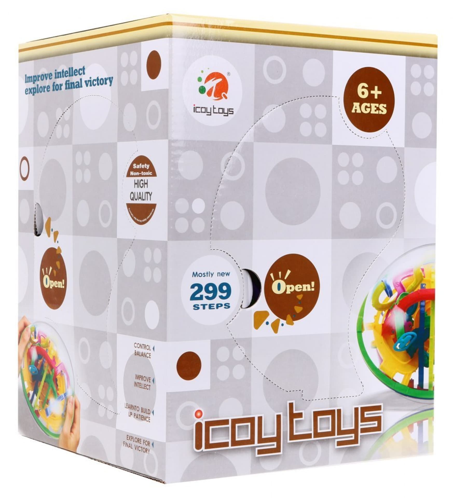 

Kula 3D z labiryntami dla dzieci 6+ Prowadzenie kulki + 299 etapów + Gra logiczna i zręcznościowa
