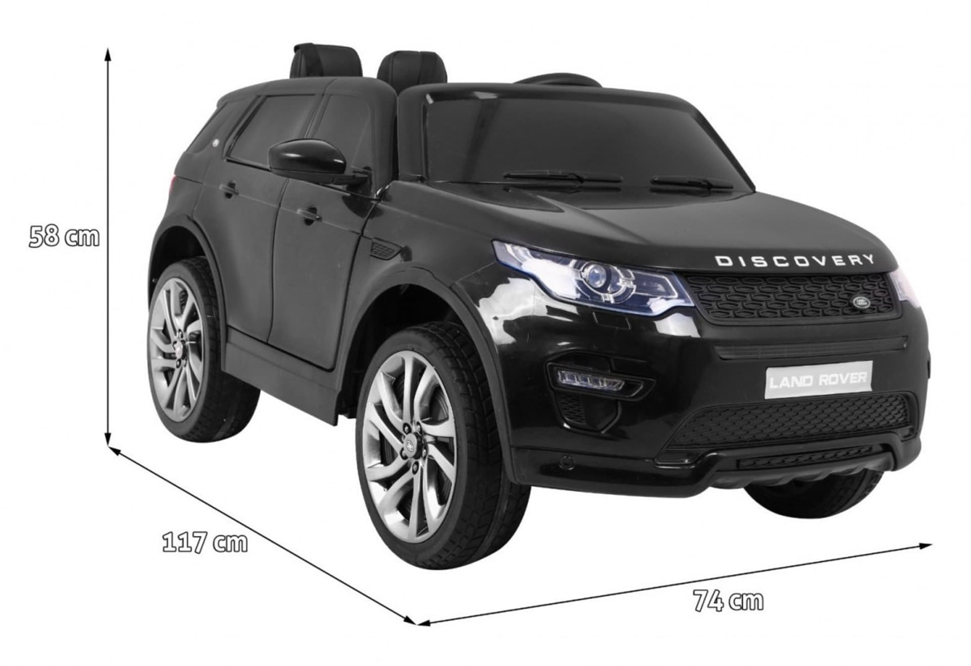 

Land Rover Discovery dla dzieci Czarny + Pilot + 5-pkt pasy + Regulacja siedzenia + EVA + MP3 LED