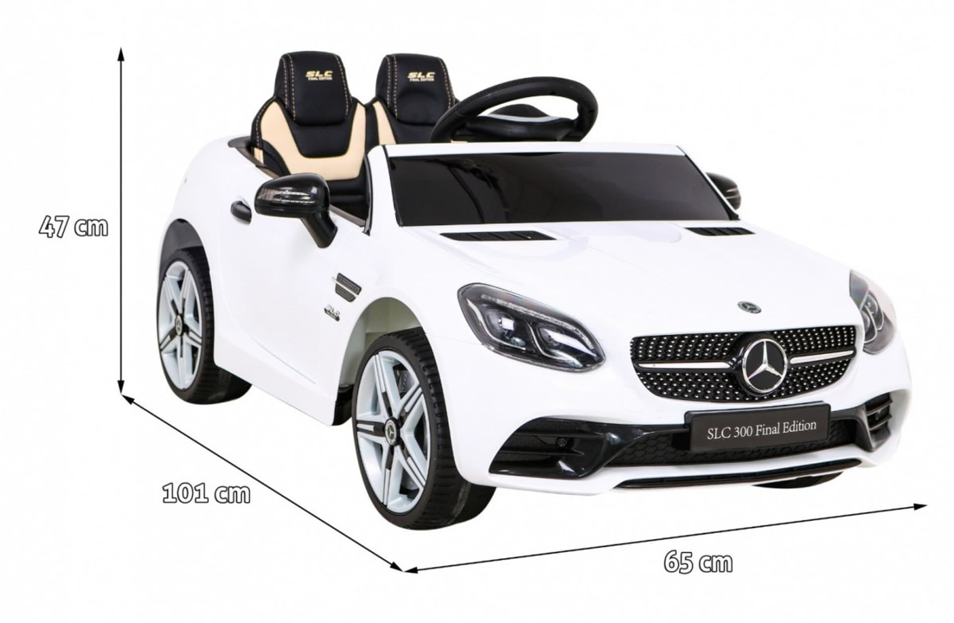 

Mercedes Benz SLC300 Auto na akumulator dla dzieci Biały + Dźwięki MP3 Światła + Pilot + Wolny Start