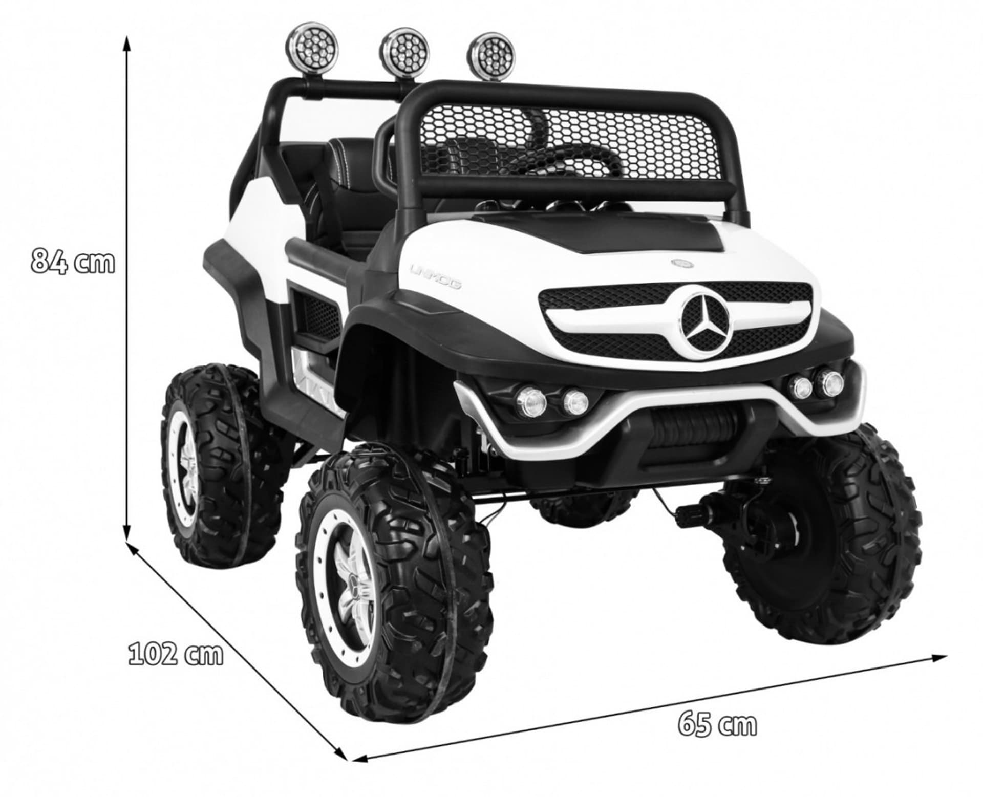 

Mercedes Benz Unimog dla dzieci Biały + Napęd 4x4 + Pilot + Bagażnik + Wolny Start + MP3 LED