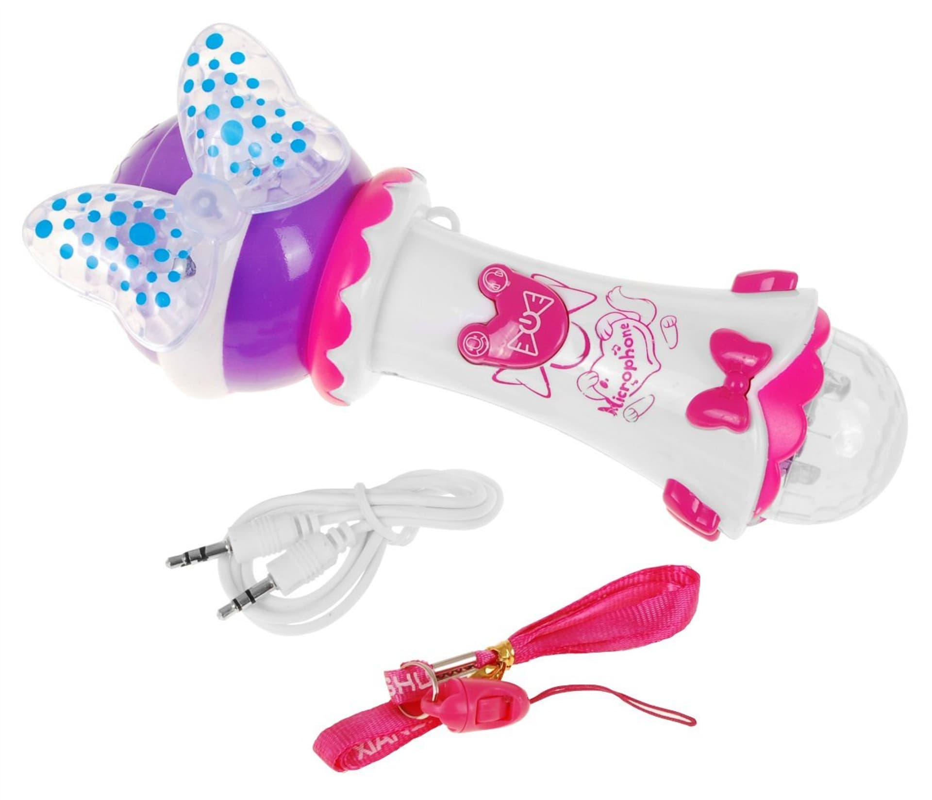 

Mikrofon do karaoke dla dzieci 3+ biały Funkcja zmiany głosu + Światełka + MP3