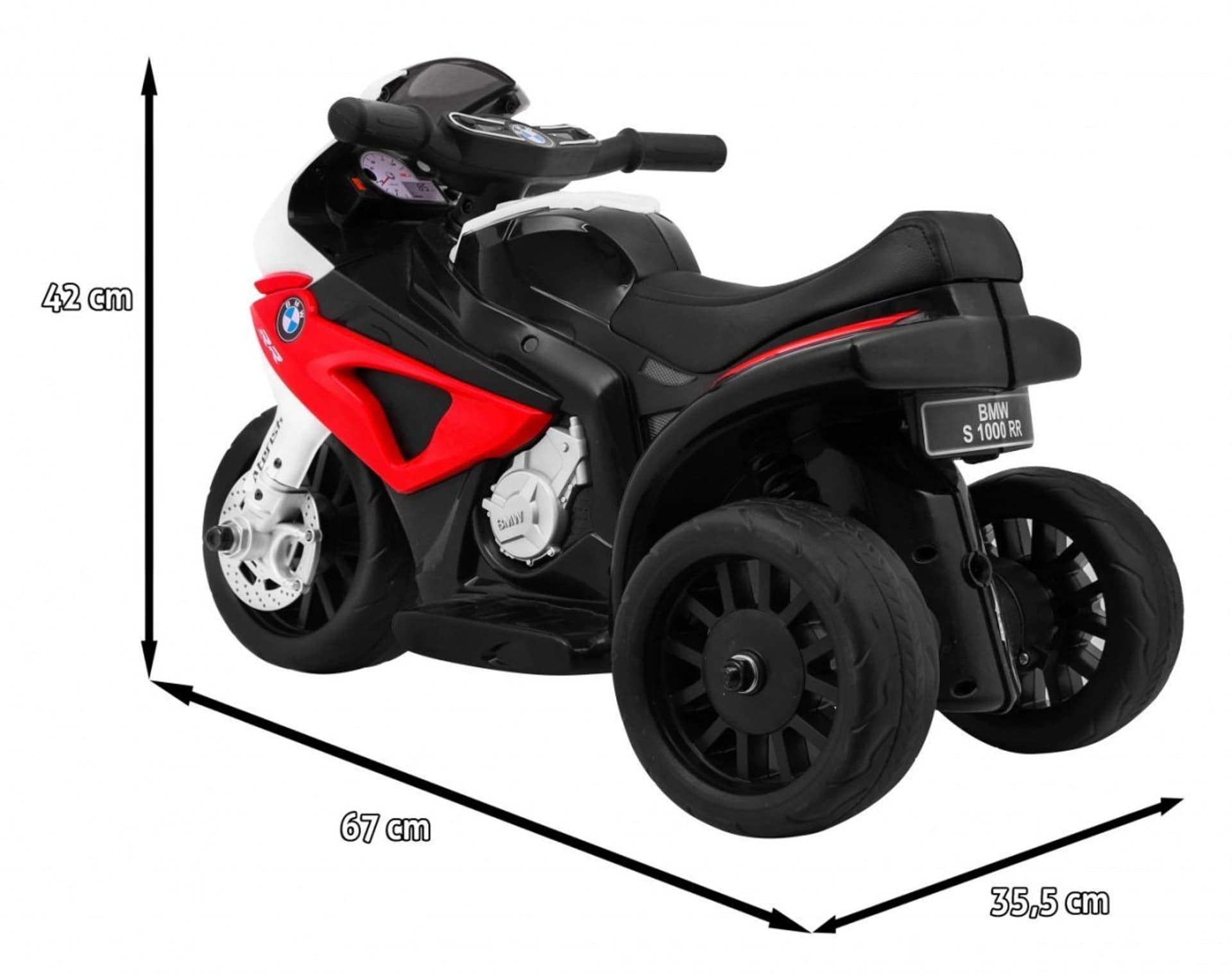 

Motor BMW S1000 RR Mini na akumulator dla dzieci Czerwony + 3 koła + Dźwięki + LED