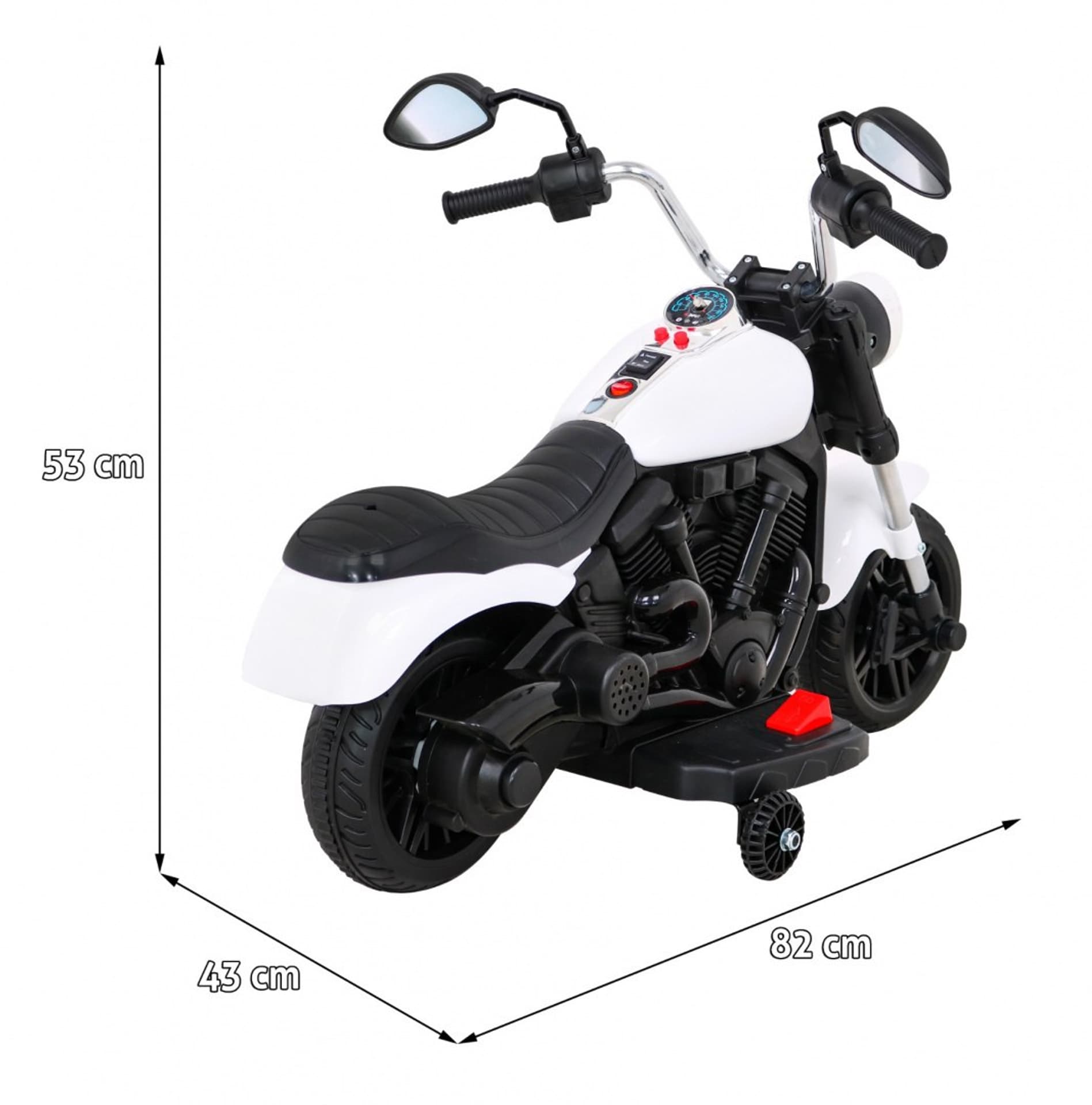 

Motor Chopper V-Max na akumulator dla dzieci Biały + Melodie Klakson + Światło + Kółka pomocnicze