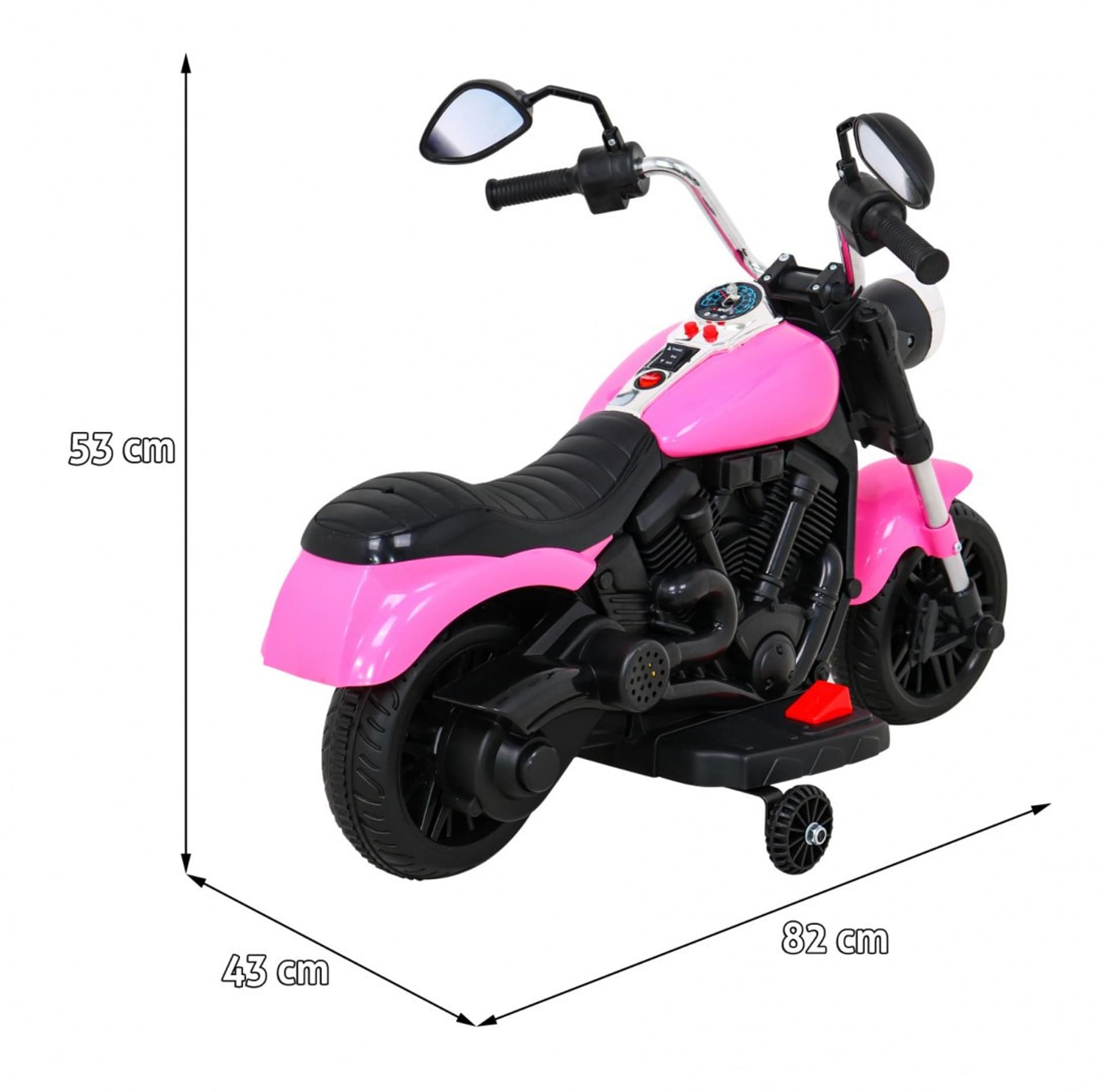

Motor Chopper V-Max na akumulator dla dzieci Różowy + Melodie Klakson + Światło + Kółka pomocnicze