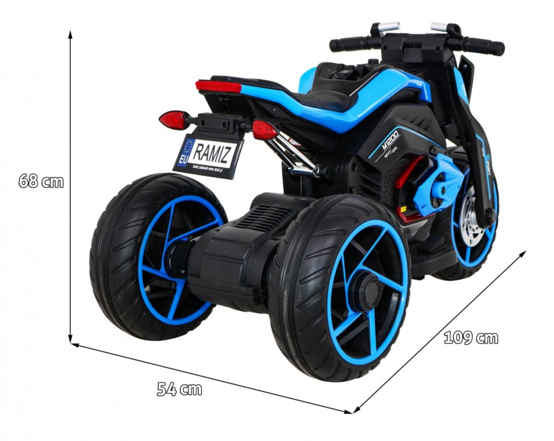 

Motor Future na akumulator dla dzieci Niebieski + Panel audio + Wolny Start + Koła EVA