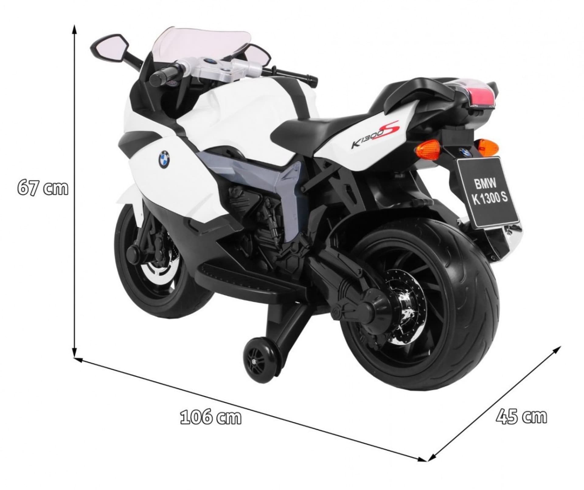 

Motor na akumulator BMW K1300S dla dzieci Biały + Kółka pomocnicze + Dźwięki Światła + Wolny Start