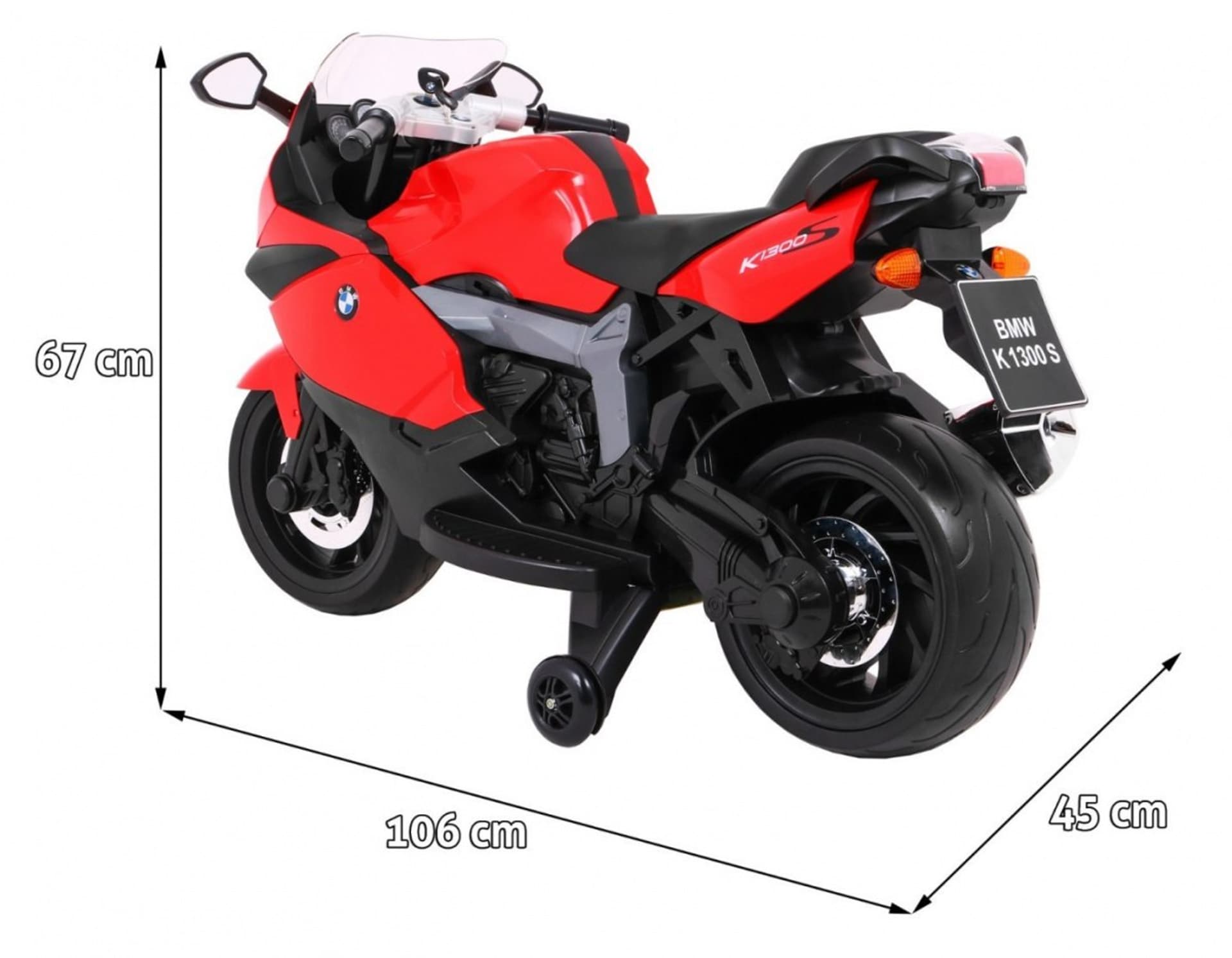 

Motor na akumulator BMW K1300S dla dzieci Czerwony + Kółka pomocnicze + Dźwięki Światła + Wolny Start
