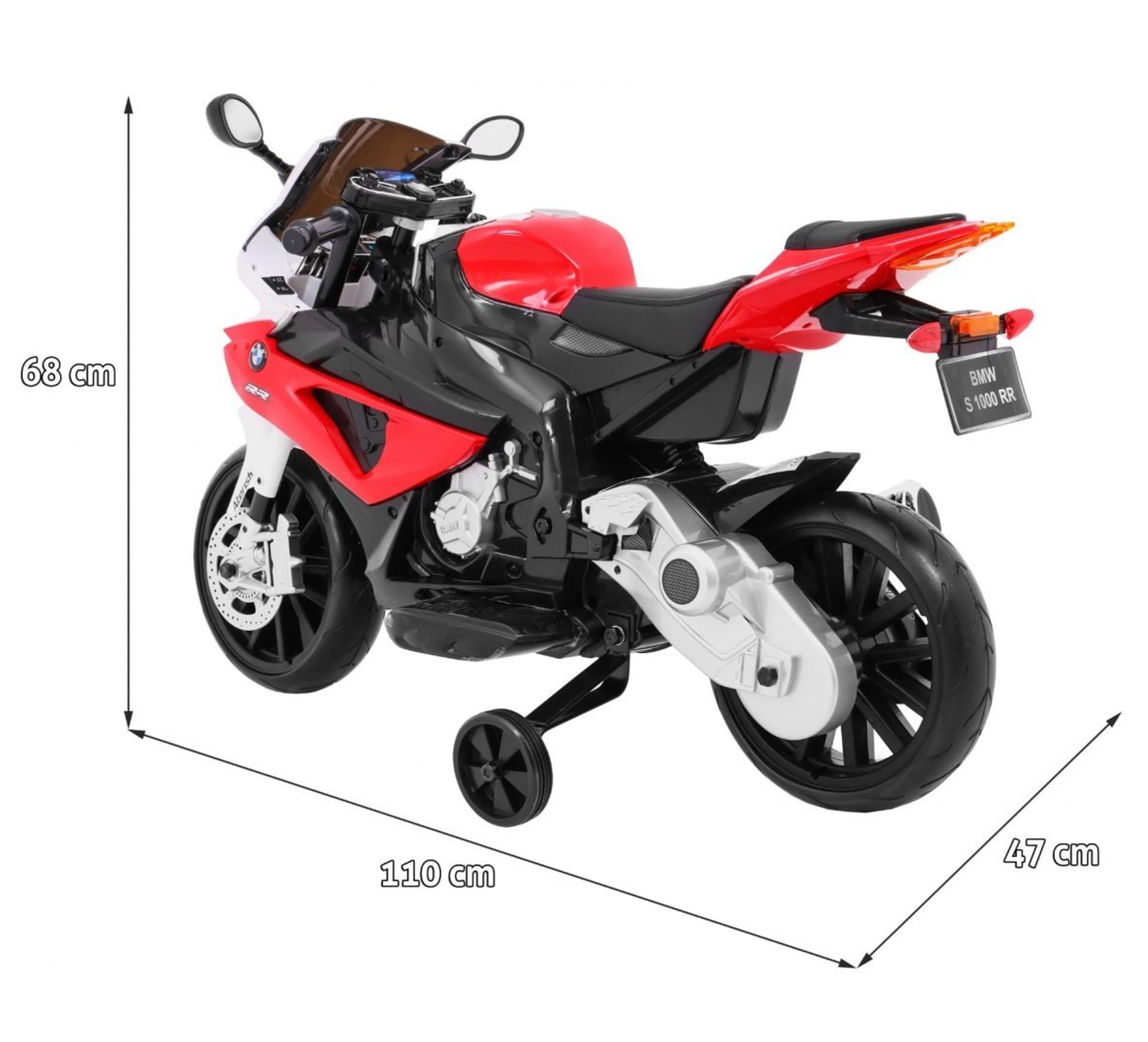 

Motor na akumulator BMW S1000 RR dla dzieci Czerwony + Kółeczka pomocnicze + Nóżka podpórka