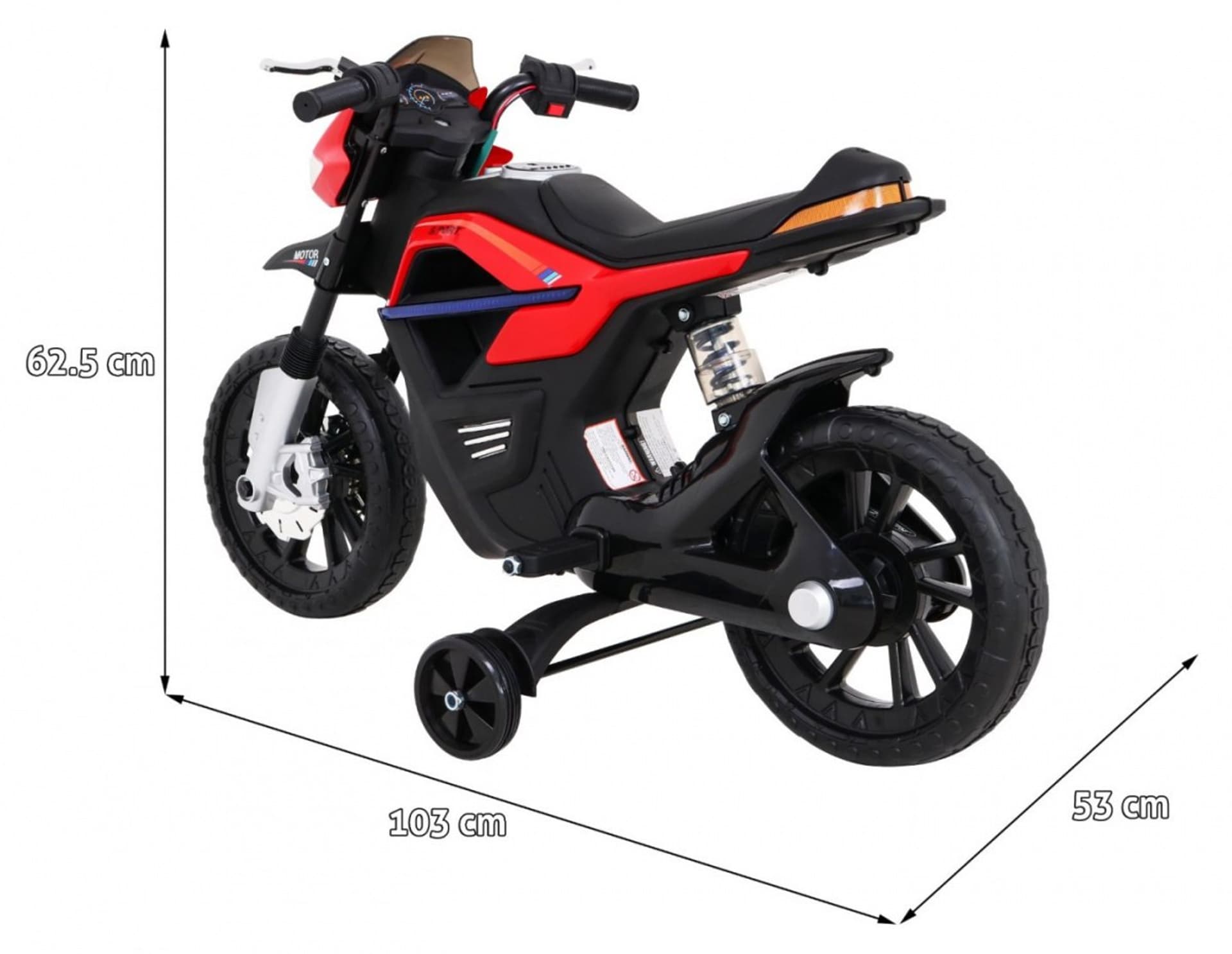 

Motor Night Rider na akumulator dla dzieci Czerwony + Kółka pomocnicze + MP3 USB + Gaz w manetce
