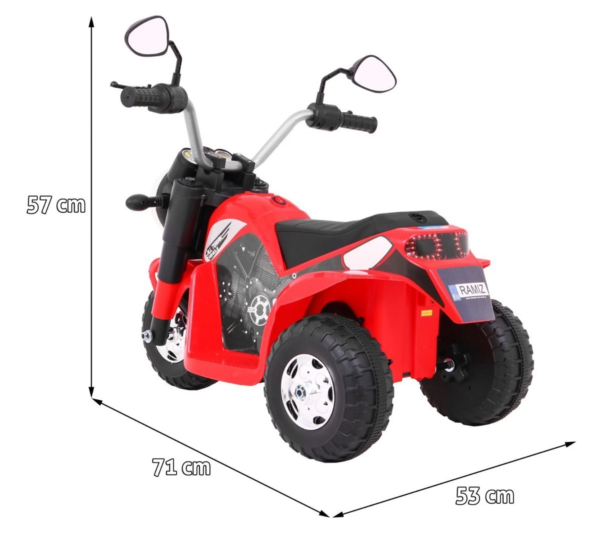 

Motorek MiniBike na akumulator dla dzieci Czerwony + Dźwięki + Światła LED + Ekoskóra