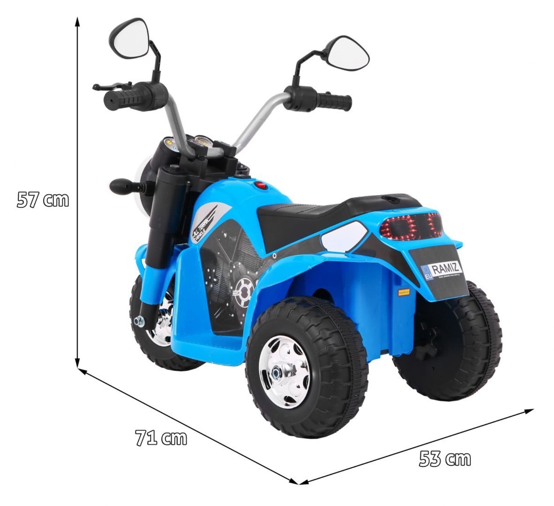 

Motorek MiniBike na akumulator dla dzieci Niebieski + Dźwięki + Światła LED + Ekoskóra