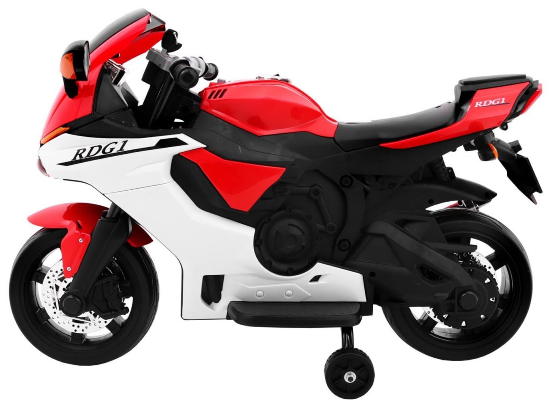 

Motorek R1 Superbike elektryczny dla dzieci Czerwony + Kółka pomocnicze + Klakson + Światła LED