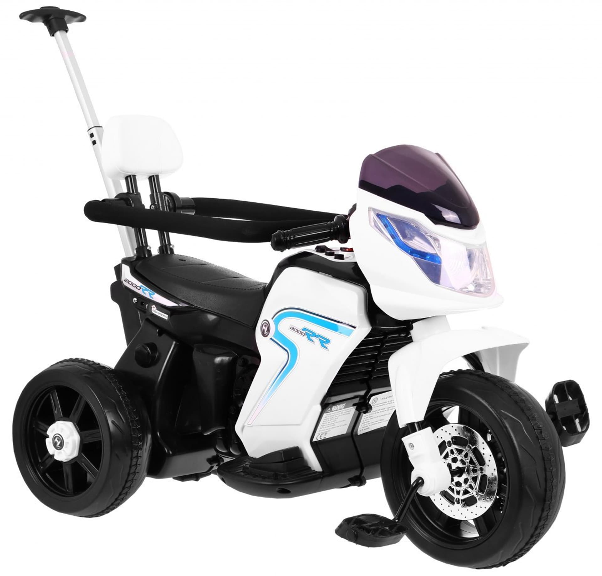 

Pchaczyk Rowerek Motorek elektryczny 3w1 dla dzieci Biały + Piankowa poręcz + Audio LED