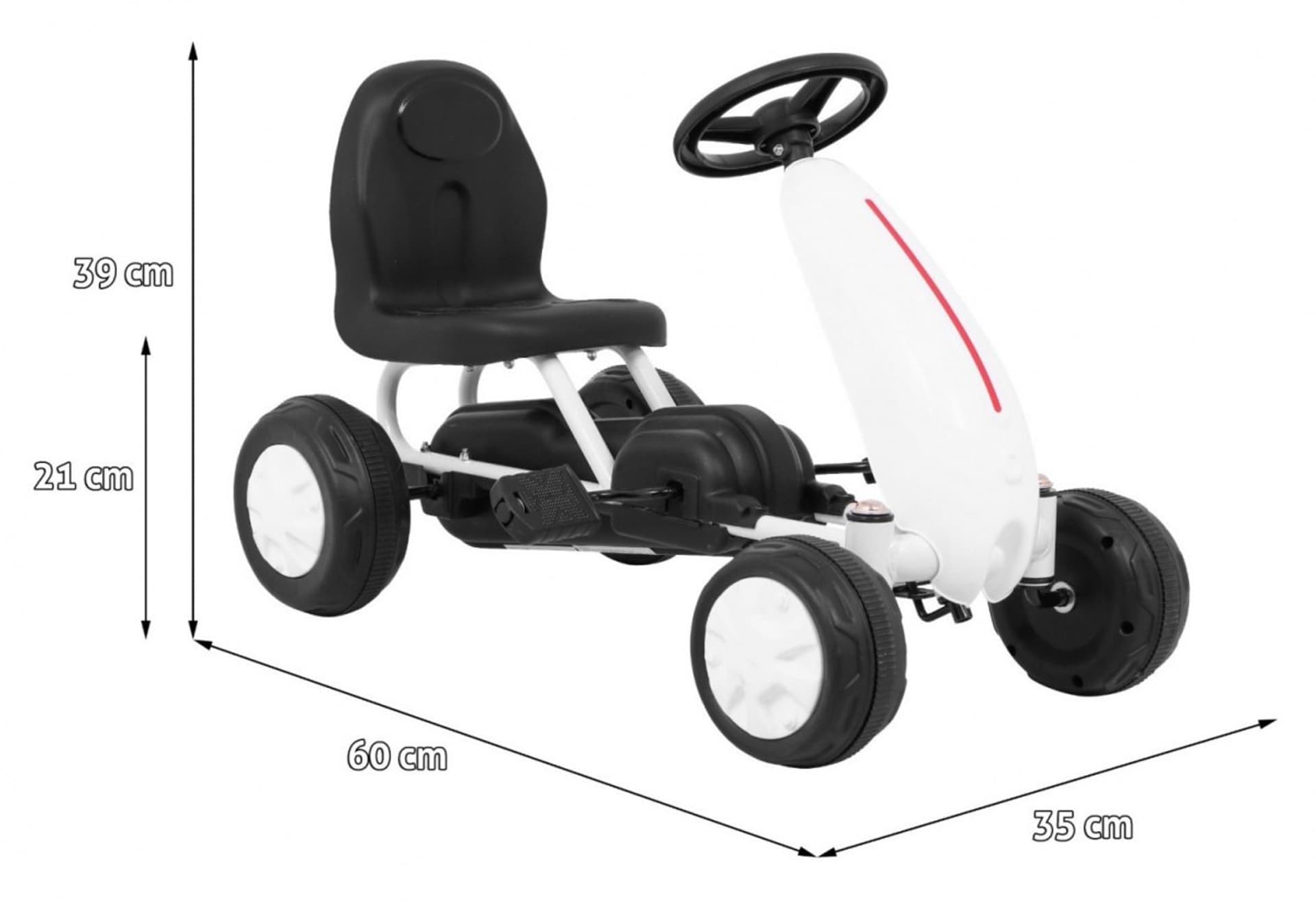 

Pierwszy Gokart na pedały dla najmłodszych Biały + Napęd łańcuchowy + Koła z gumą