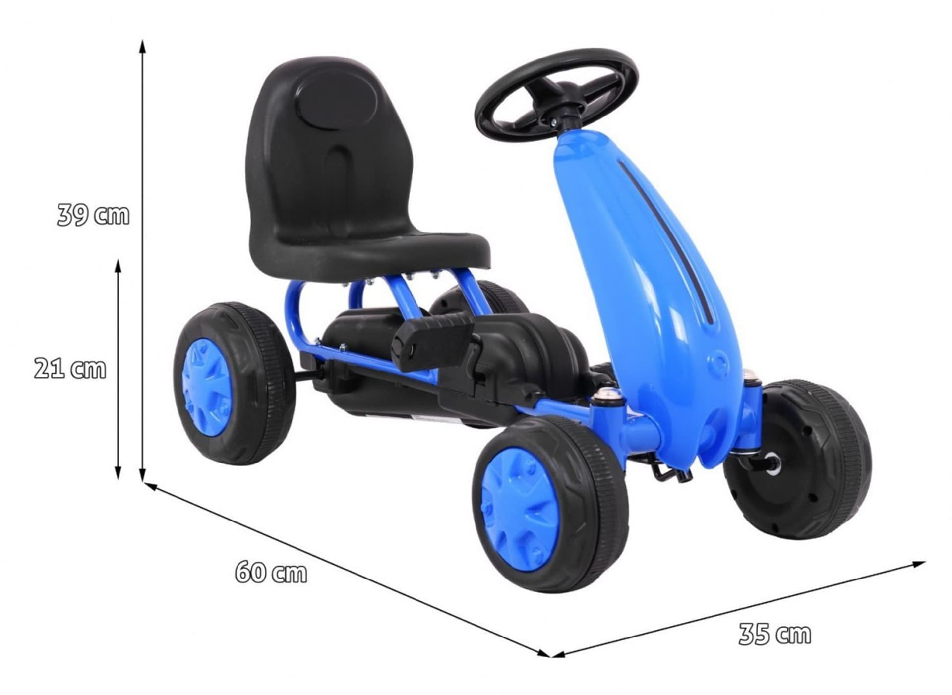 

Pierwszy Gokart na pedały dla najmłodszych Niebieski + Napęd łańcuchowy + Koła z gumą