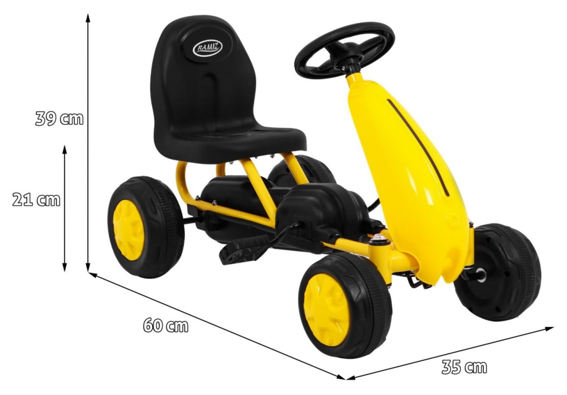

Pierwszy Gokart na pedały dla najmłodszych Żółty + Napęd łańcuchowy + Koła z gumą