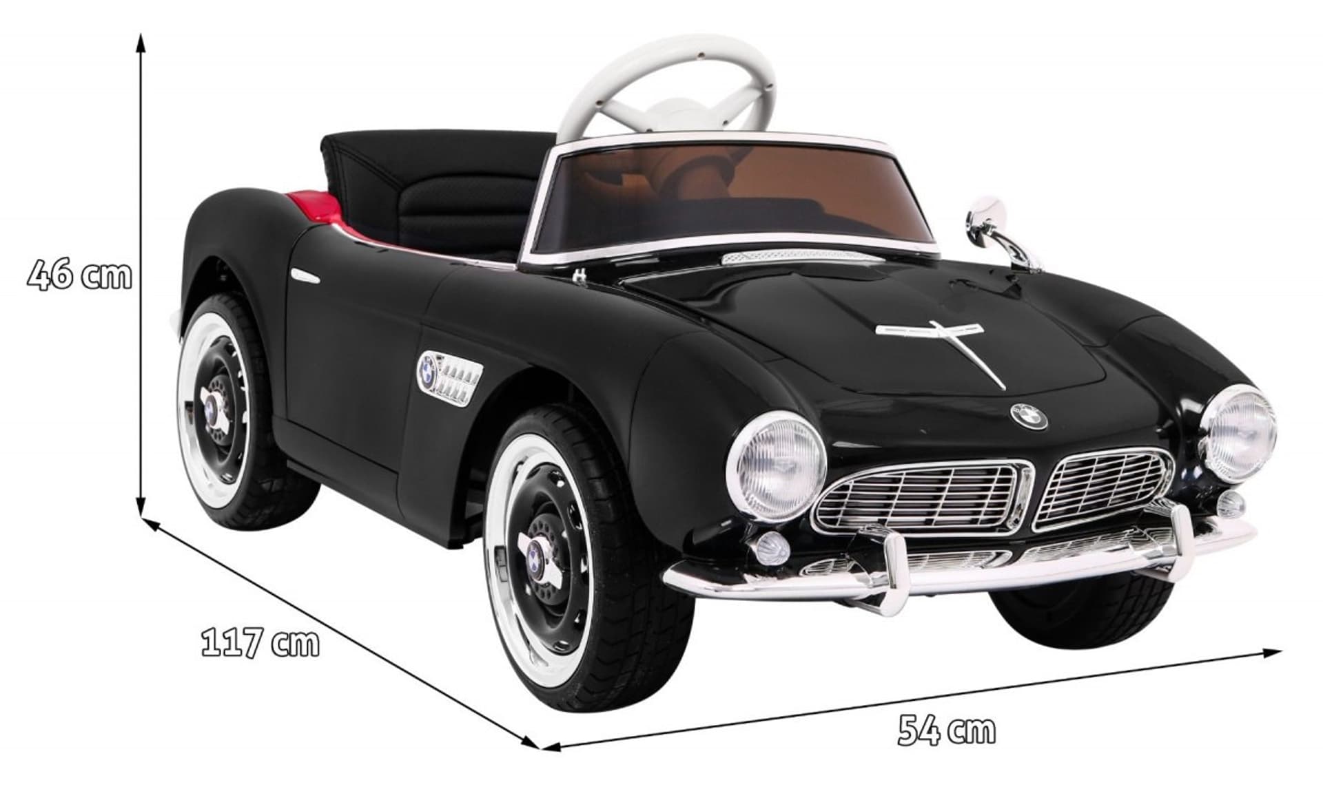 

Autko BMW 507 Retro elektryczne dla dzieci Czarny + Audio LED + Pilot + Ekoskóra + EVA + Wolny Start