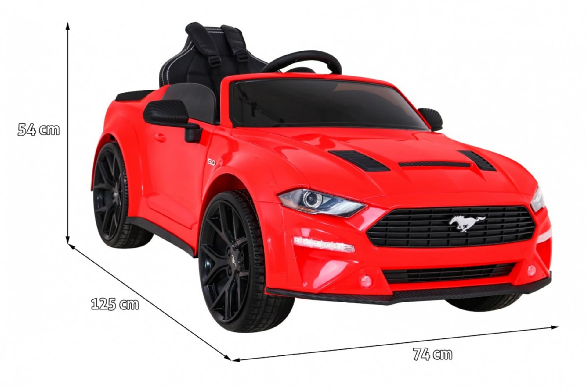 

Autko Ford Mustang GT na akumulator dla dzieci Czerwony + Regulacja siedzenia + Audio LED + EVA + Wolny Start