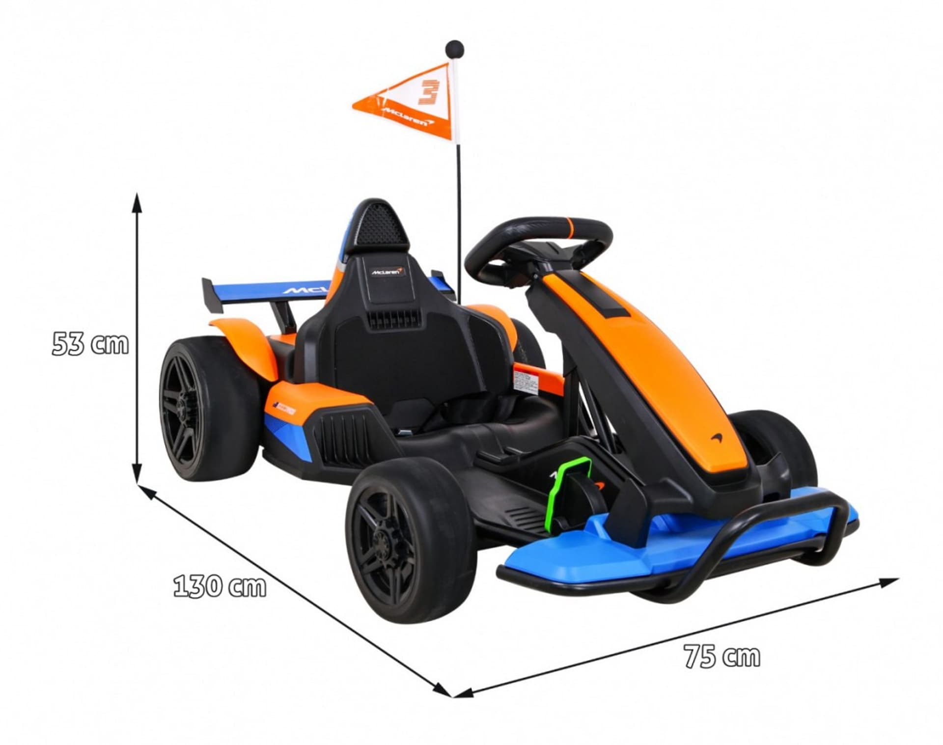 

Gokart McLaren Drift na akumulator dla dzieci + Funkcja driftu + Sportowe siedzenie + Światła LED + Wolny Start + EVA