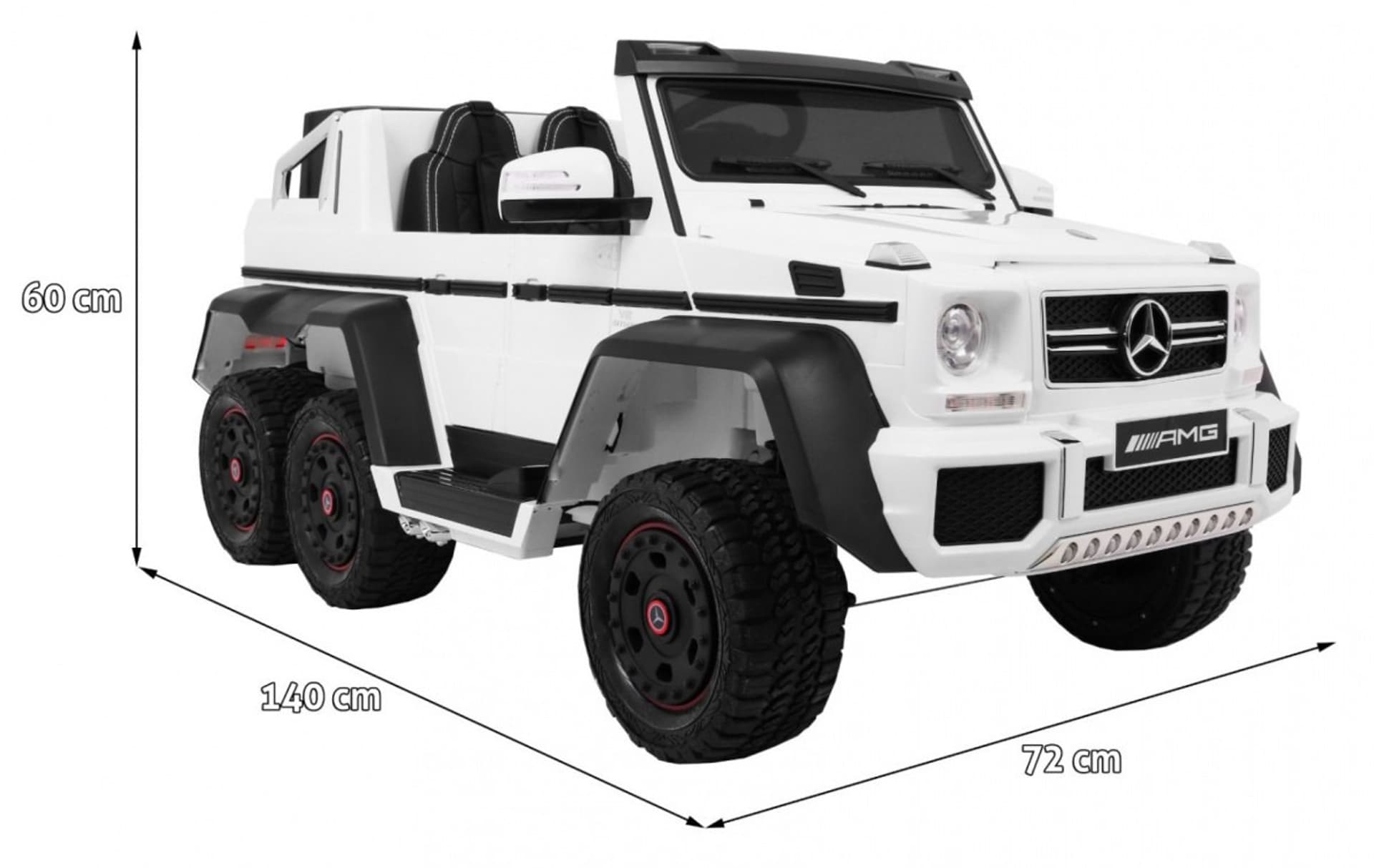 

Auto Mercedes G63 6x6 dla dzieci Biały + 2 Pedały gazu + Regulacja siedzenia + Audio LED + Bagażnik + Kufer dla rodzica