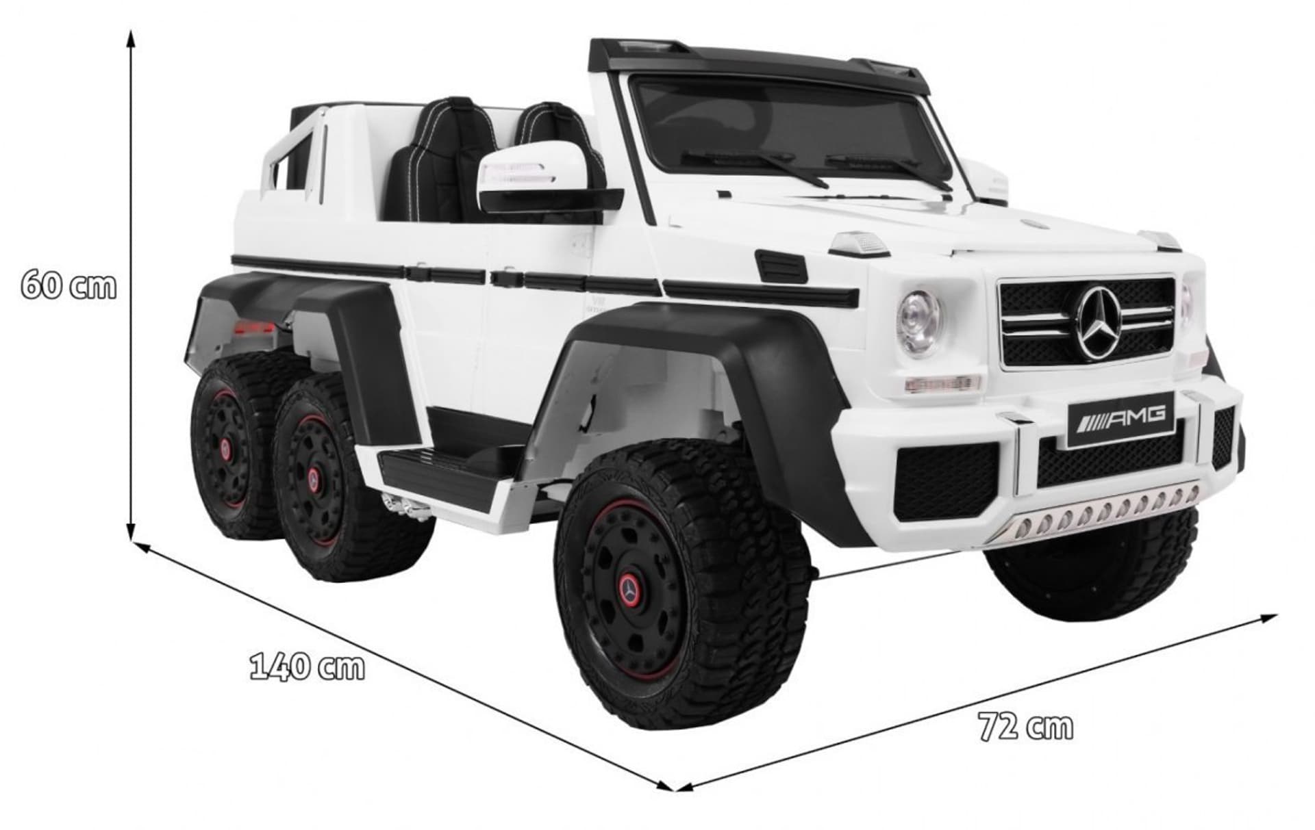

Auto Mercedes G63 6x6 MP4 dla dzieci Biały + 2 Pedały gazu + Regulacja siedzenia + MP4 + LED + Bagażnik + Kufer dla rodzica