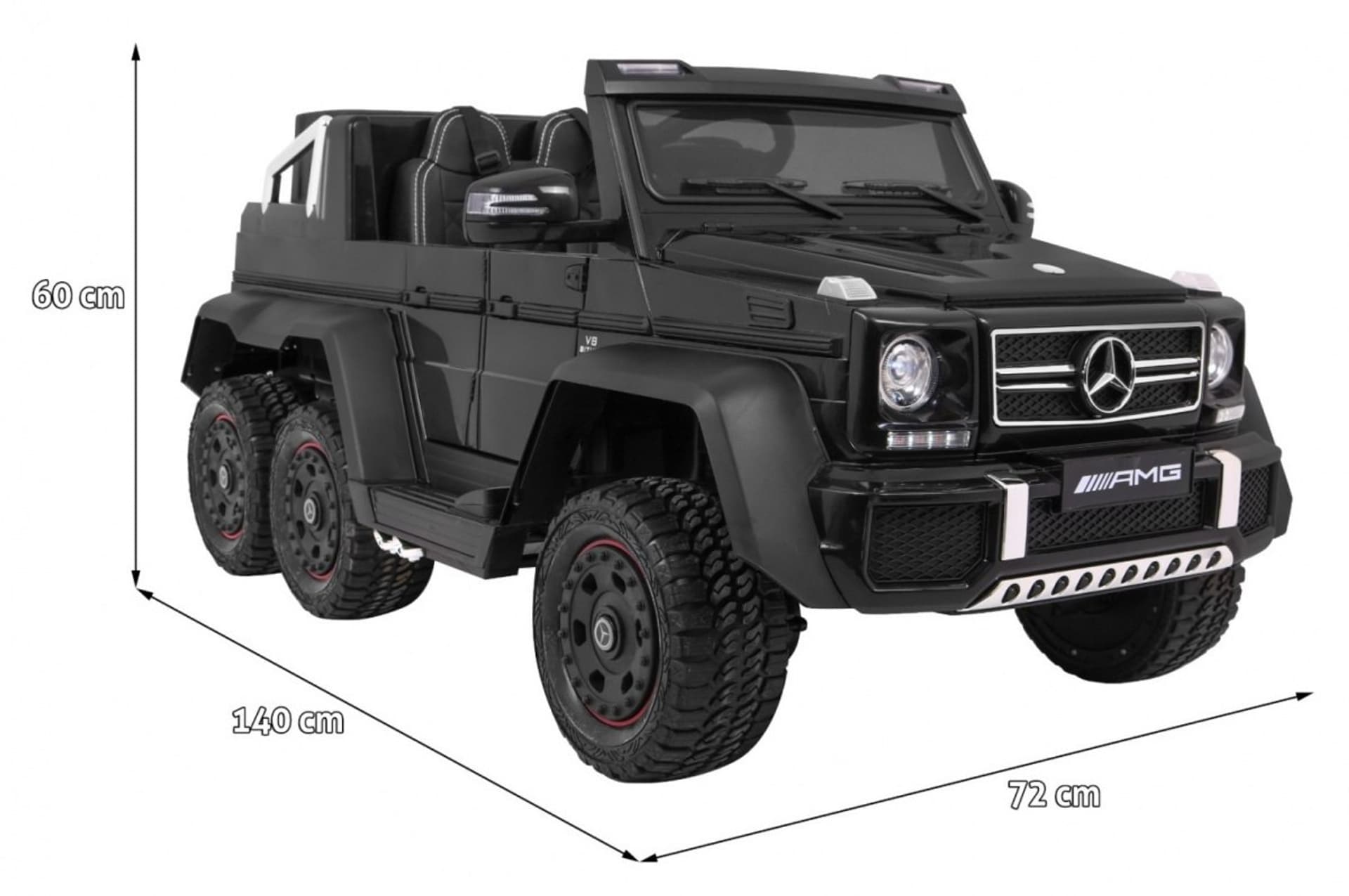 

Auto Mercedes G63 6x6 dla dzieci Czarny + 2 Pedały gazu + Regulacja siedzenia + Audio LED + Bagażnik + Kufer dla rodzica