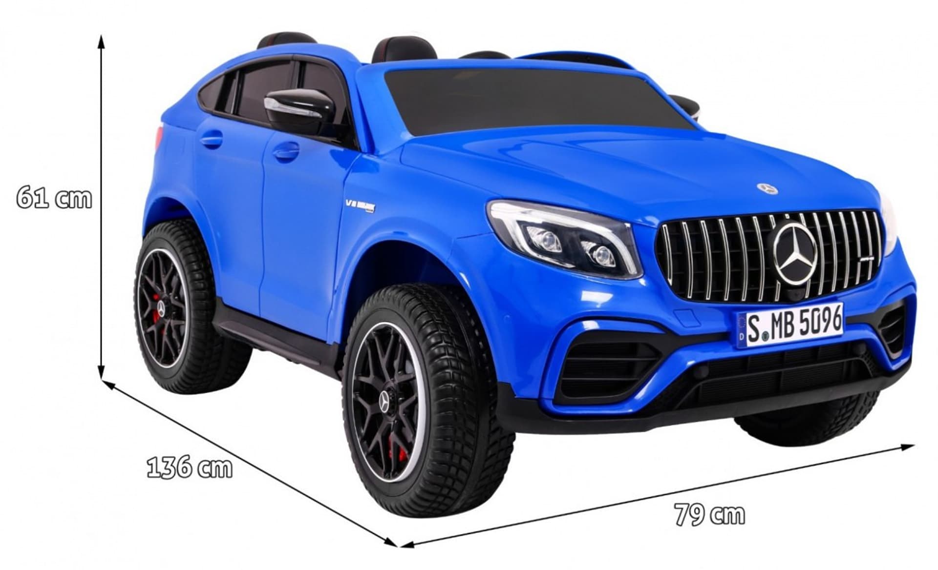 

Auto Mercedes GLC 63S dla dzieci Niebieski + Napęd 4x4 + MP4 + LED + Ekoskóra + Wolny Start + EVA