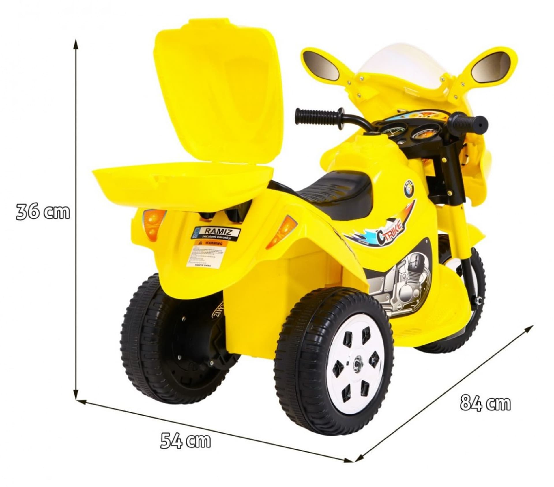 

Motorek Trójkołowy BJX-088 elektryczny dla najmłodszych Żółty + Dźwięki + Światła