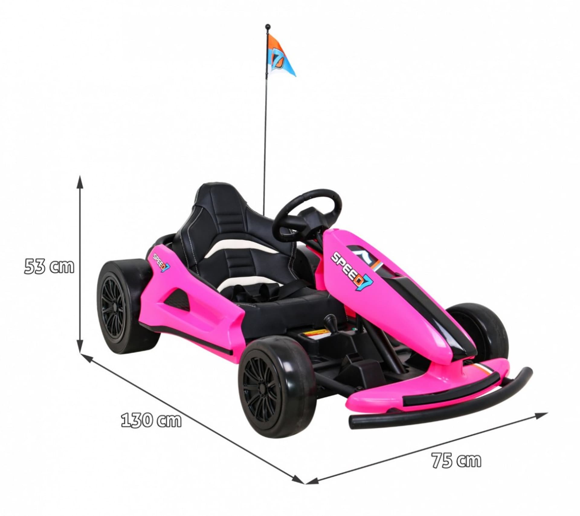 

Gokart Speed 7 Drift King na akumulator dla dzieci Różowy + Funkcja driftu + Sportowe siedzenie + 2 Prędkości + EVA