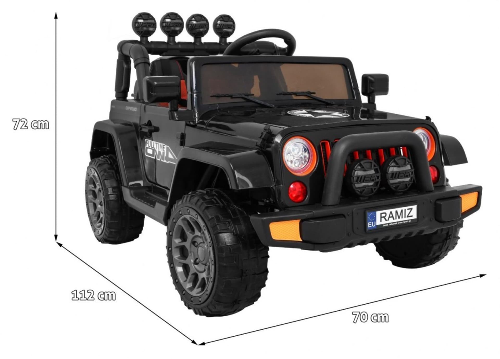 

Auto Terenowe Full Time 4WD dla dzieci Czarny + Napęd 4x4 + Pilot + Audio LED + Schowek