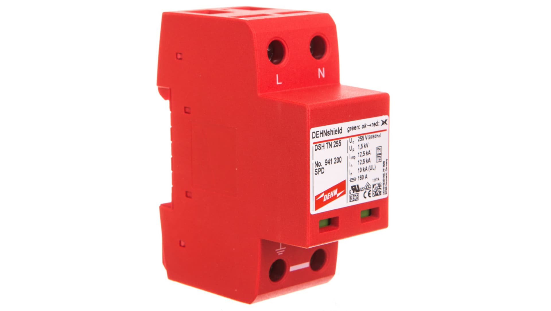 

Ogranicznik przepięć B+C Typ 1+2 2P 12,5/25kA 1,5kV DEHNshield TN 255 941200