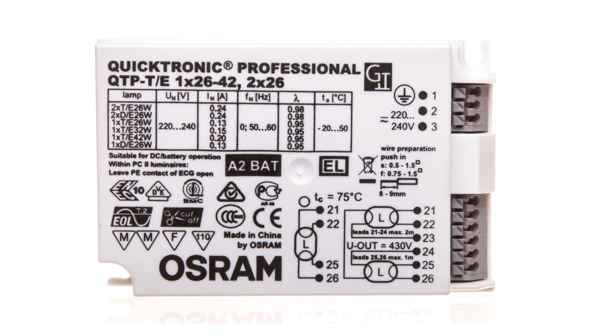 

Statecznik Quicktronic QTP-T/E 1X26-42 2X26/220-240 Dulux 4008321537089