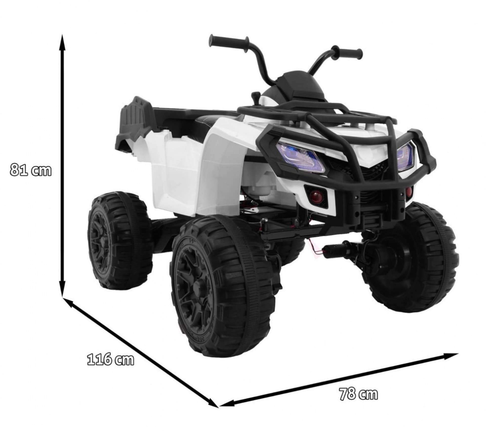 

Quad XL ATV na akumulator dla dzieci Biały + Napęd 4x4 + Bagażnik + Wolny Start + EVA + Audio LED