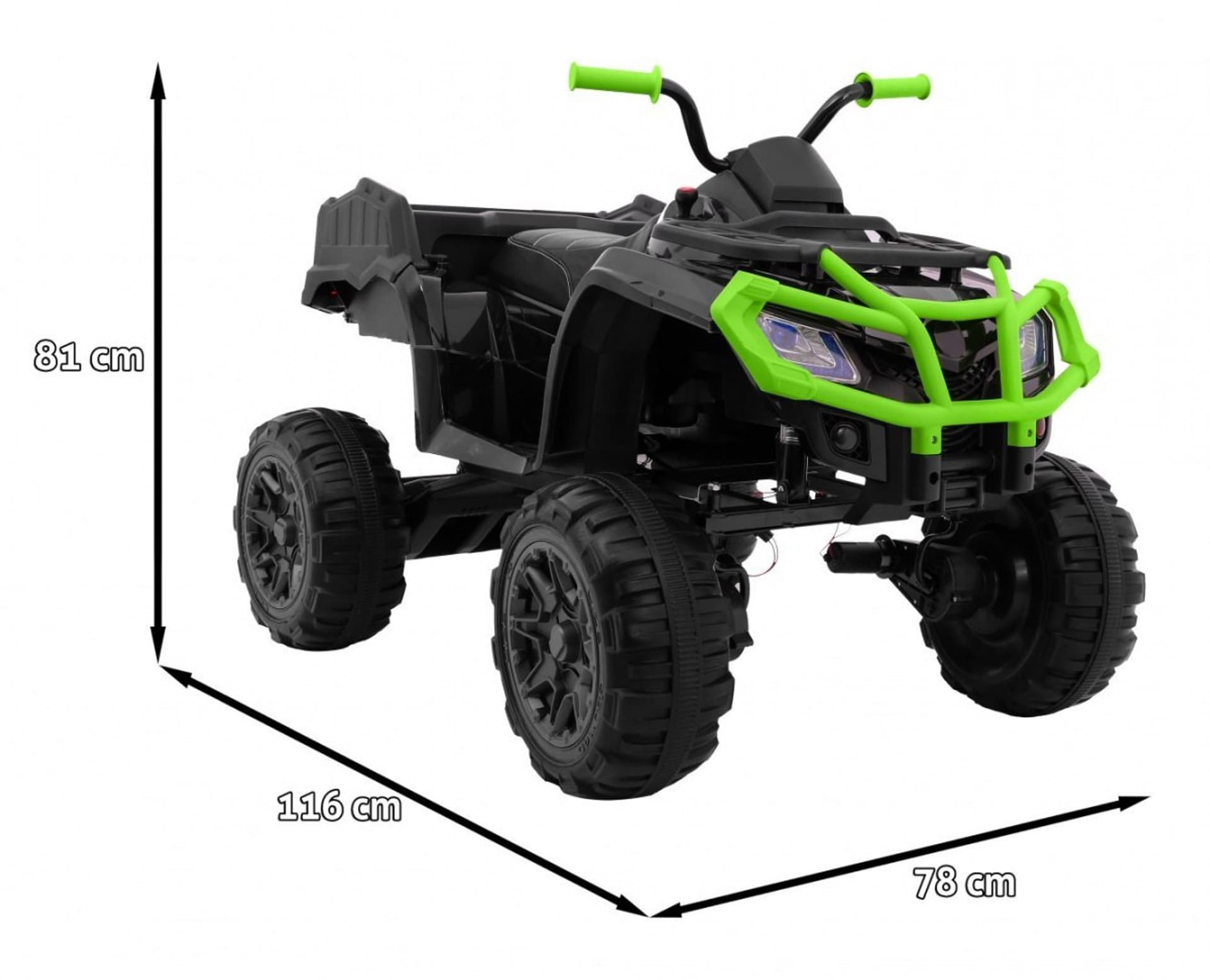 

Quad XL ATV na akumulator dla dzieci Czarno-Zielony + Napęd 4x4 + Bagażnik + Wolny Start + EVA + Audio LED